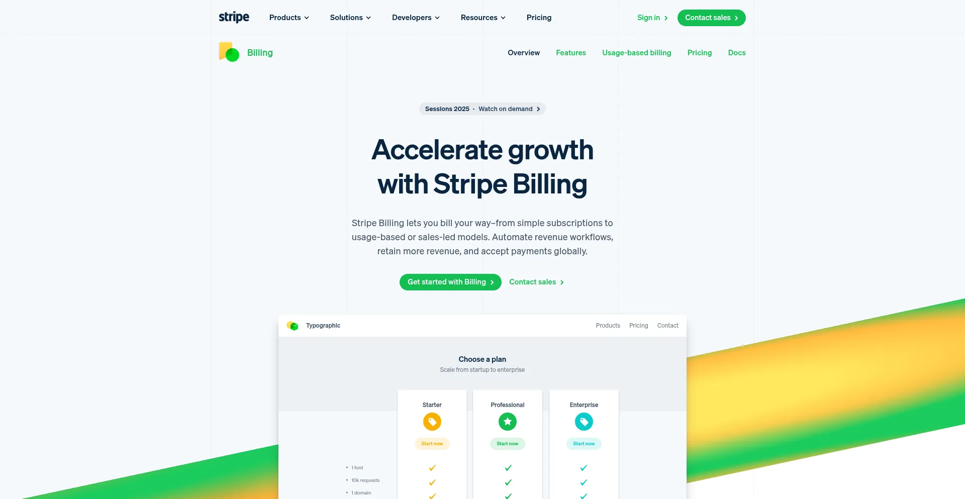 Website screenshot of Billing.stripe.com