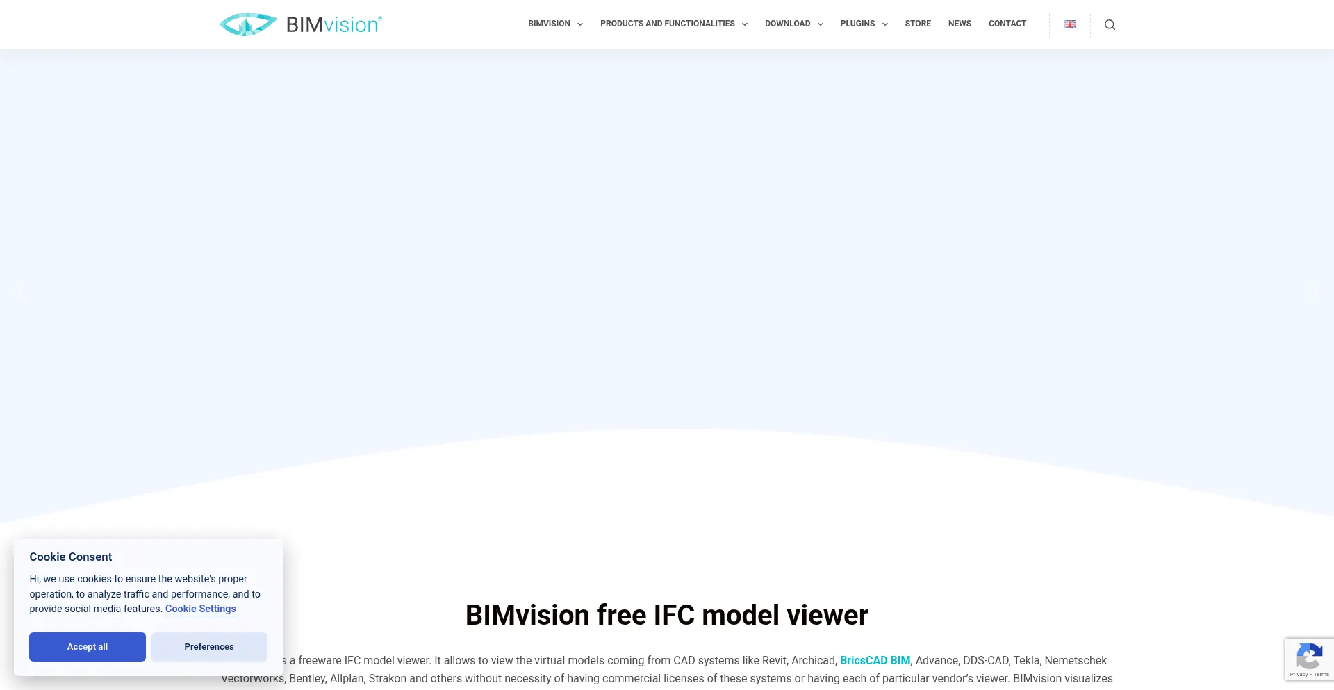 Website screenshot of Bimvision.eu