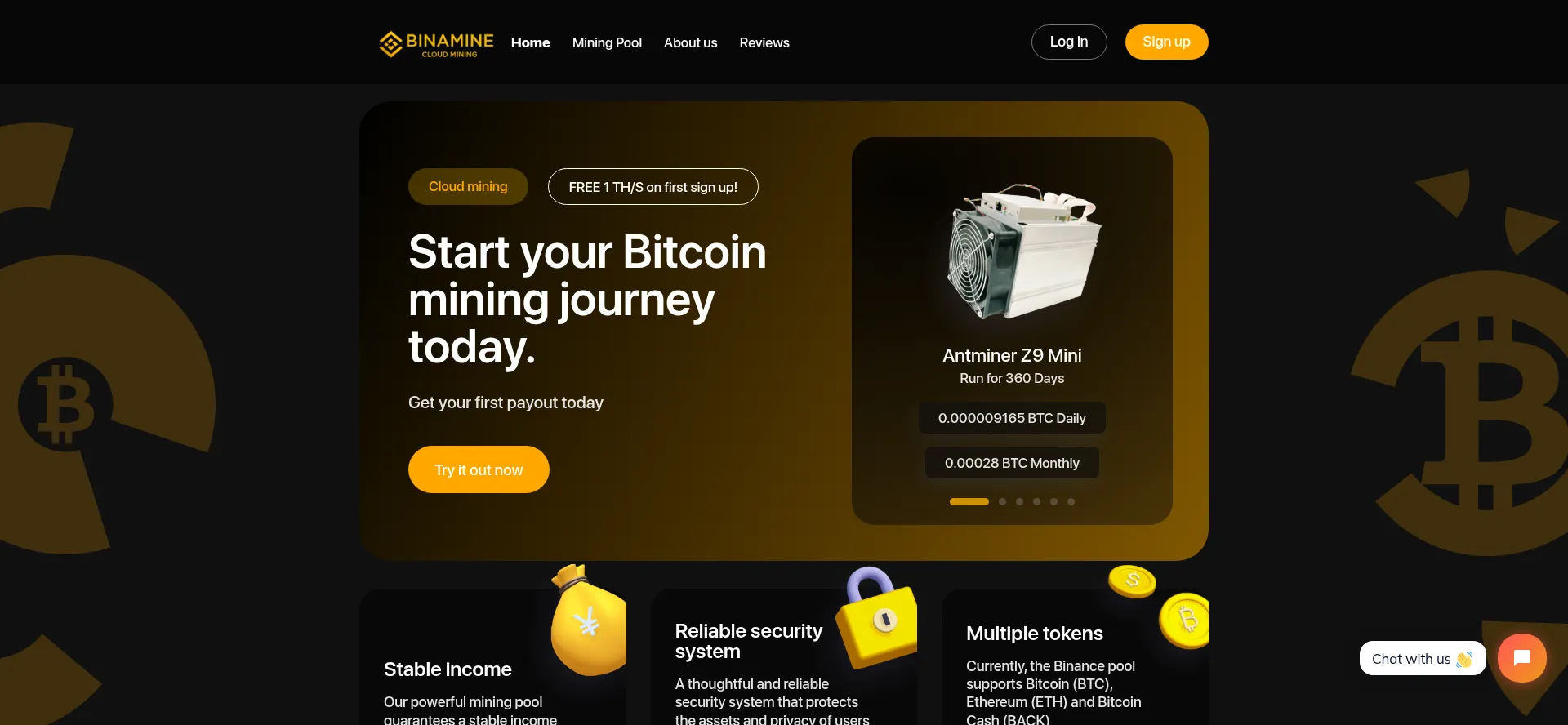 Website screenshot of Binamine.com