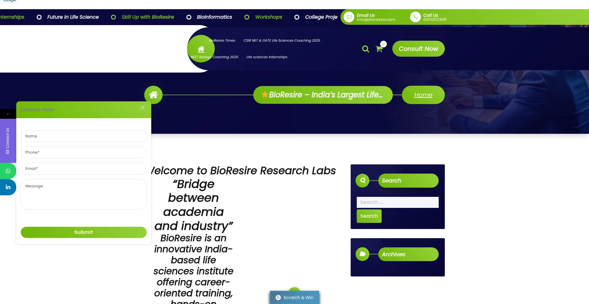 Website screenshot of Bioresire.in