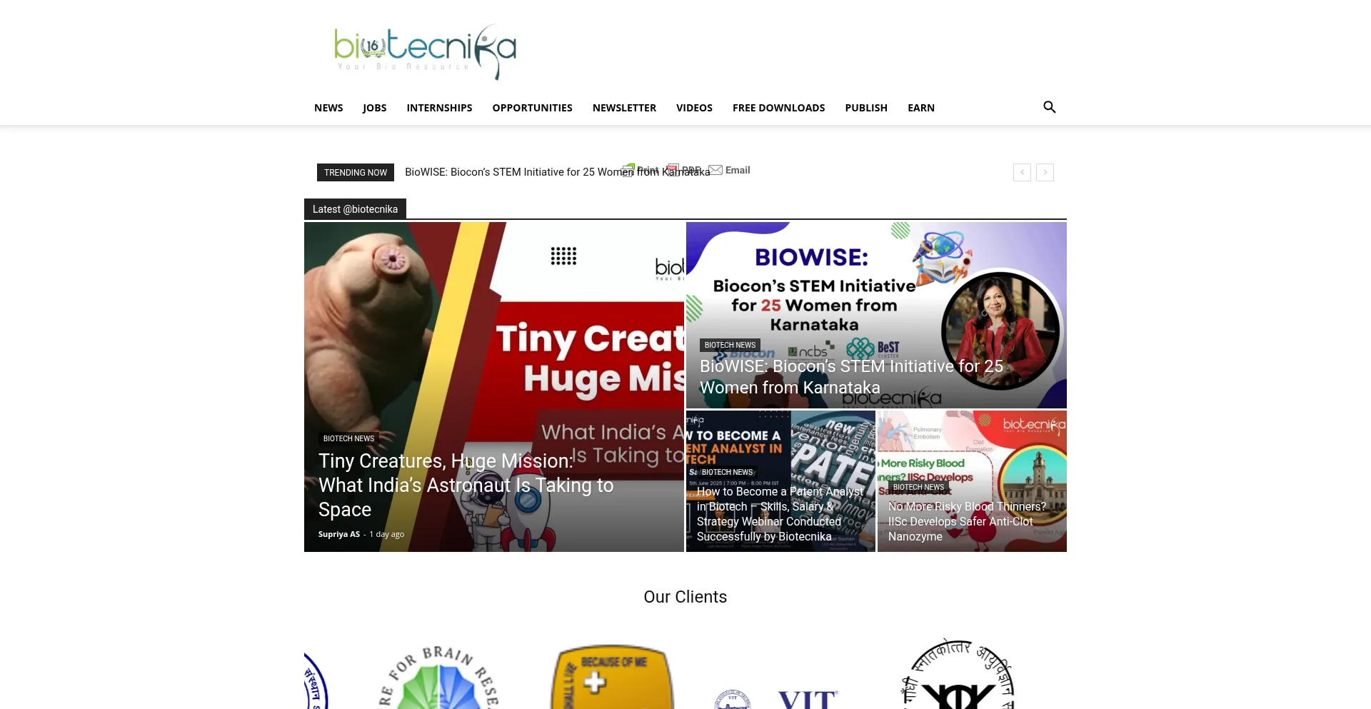 Website screenshot of Biotecnika.org