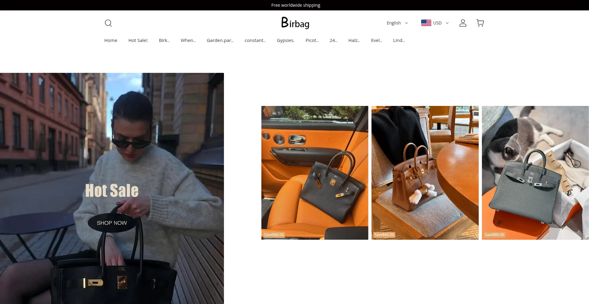 Website screenshot of Birbag.com