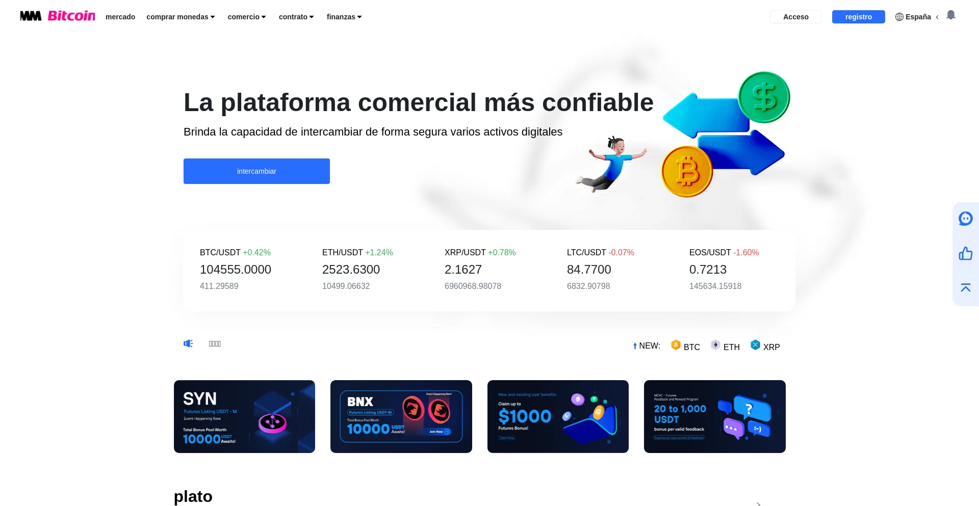 Website screenshot of Bitcoindmm.com.co