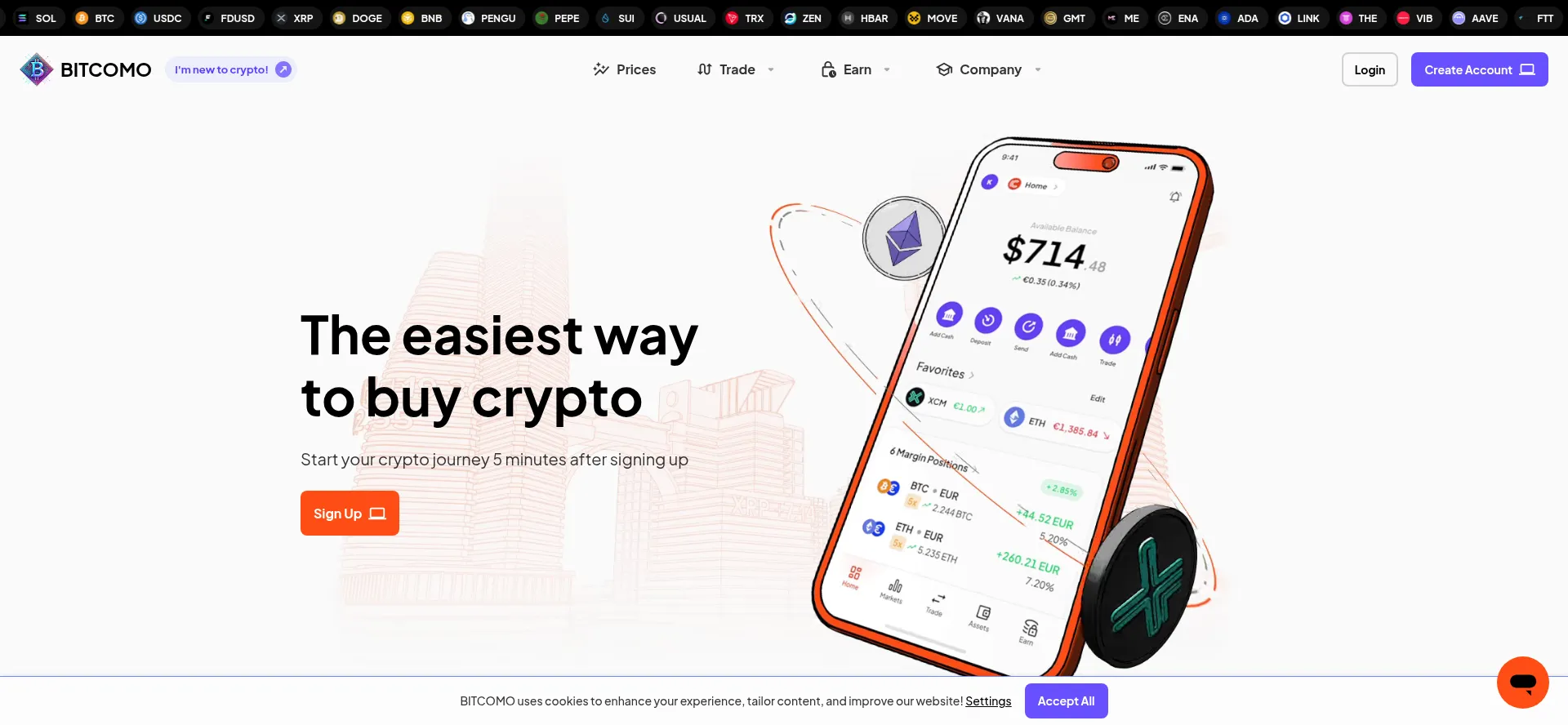 Website screenshot of Bitcomo.org