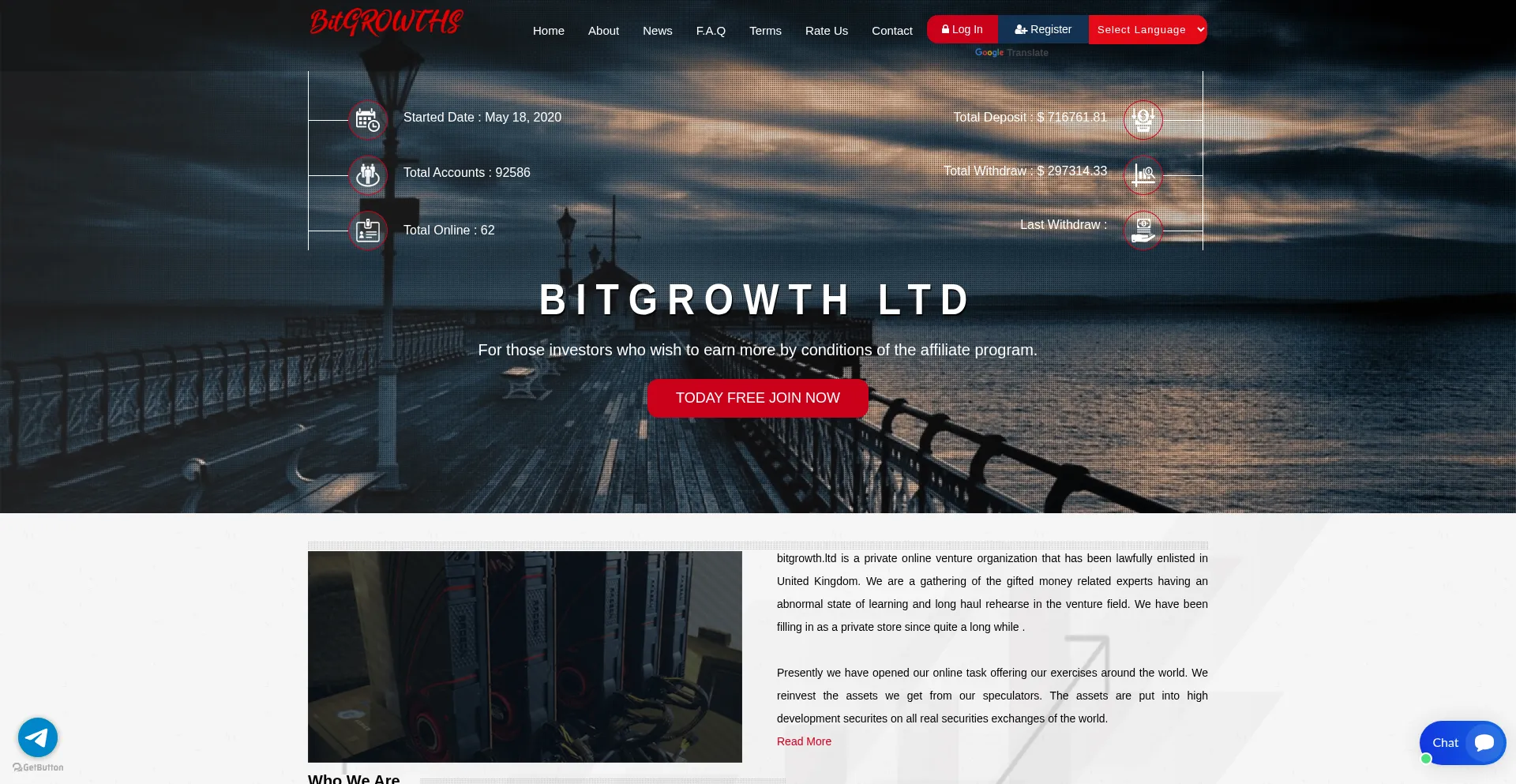 Website screenshot of Bitgrowth.ltd