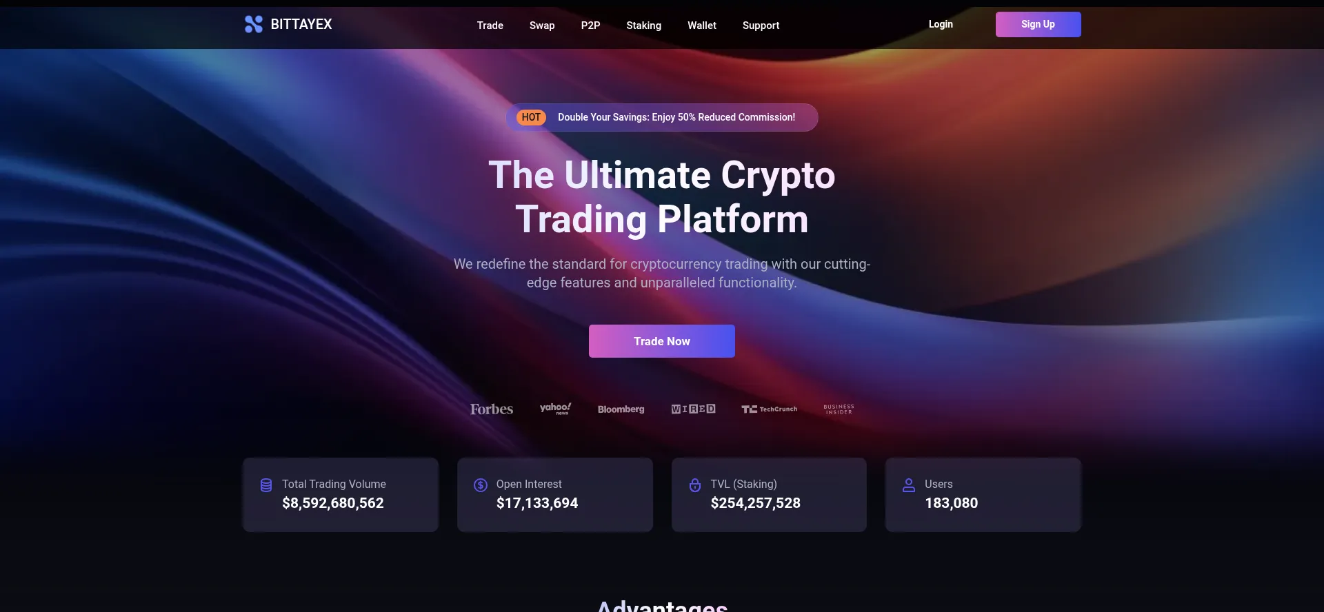 Website screenshot of Bittayex.com