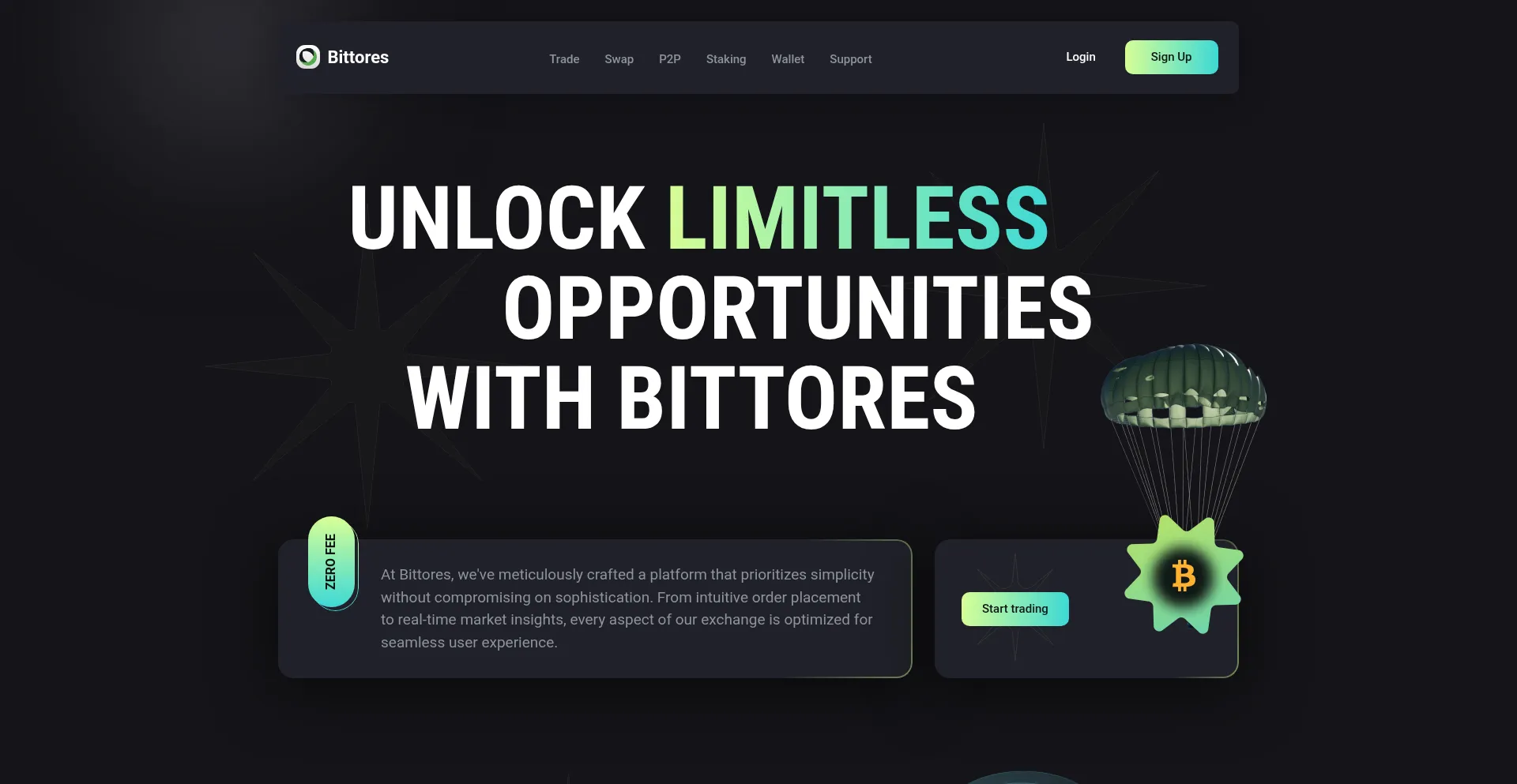 Website screenshot of Bittores.com