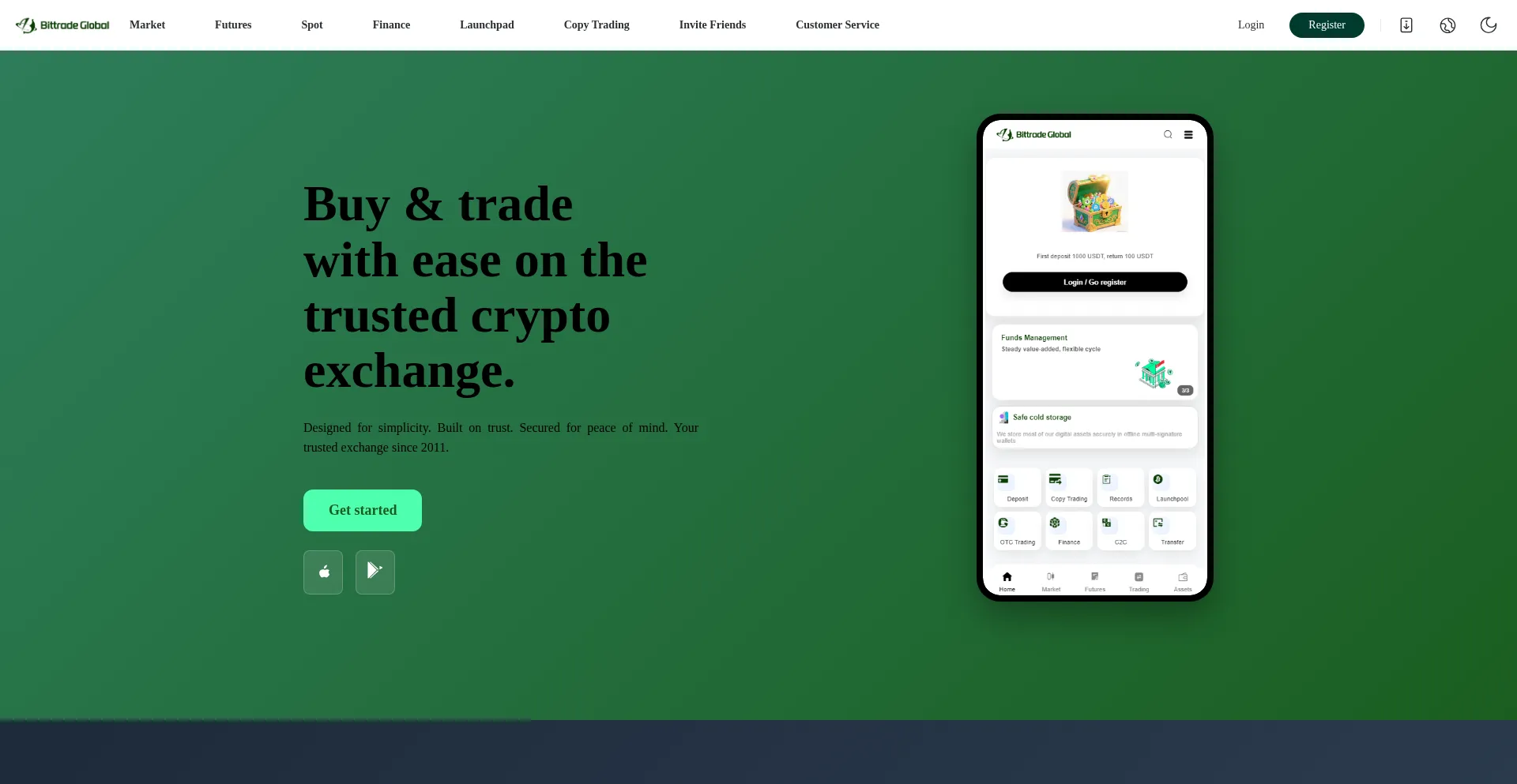 Website screenshot of Bittradeex.com