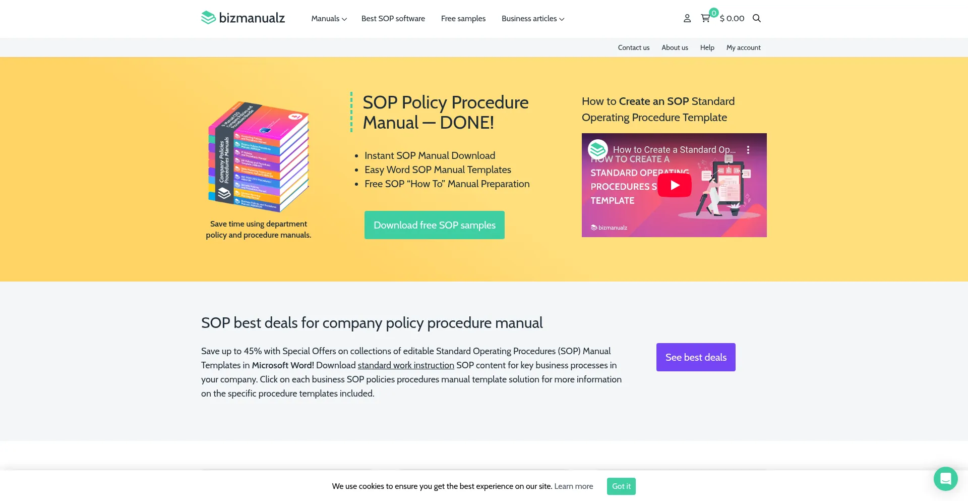 Website screenshot of Bizmanualz.com