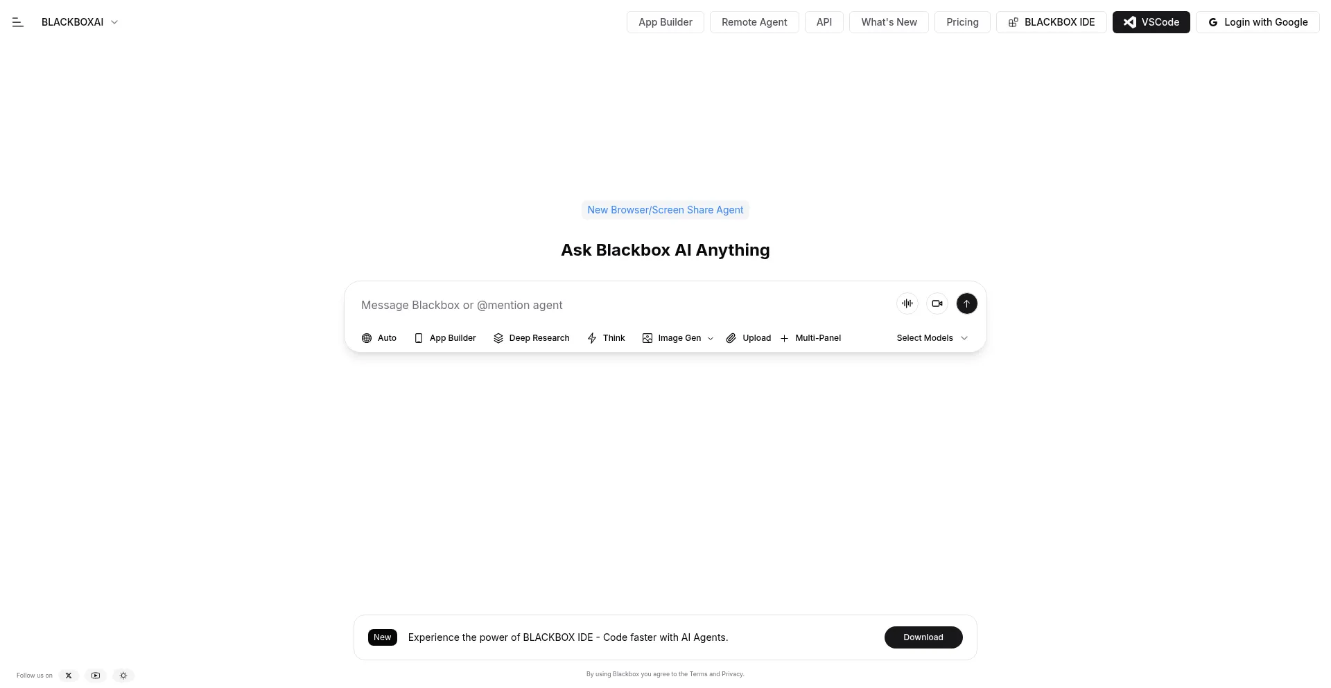 Website screenshot of Blackbox.ai