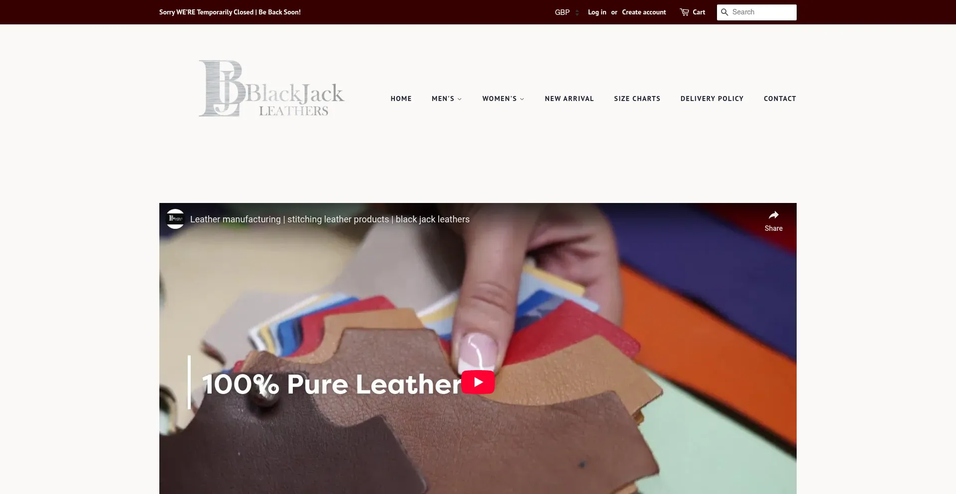 Website screenshot of Blackjackleathers.com