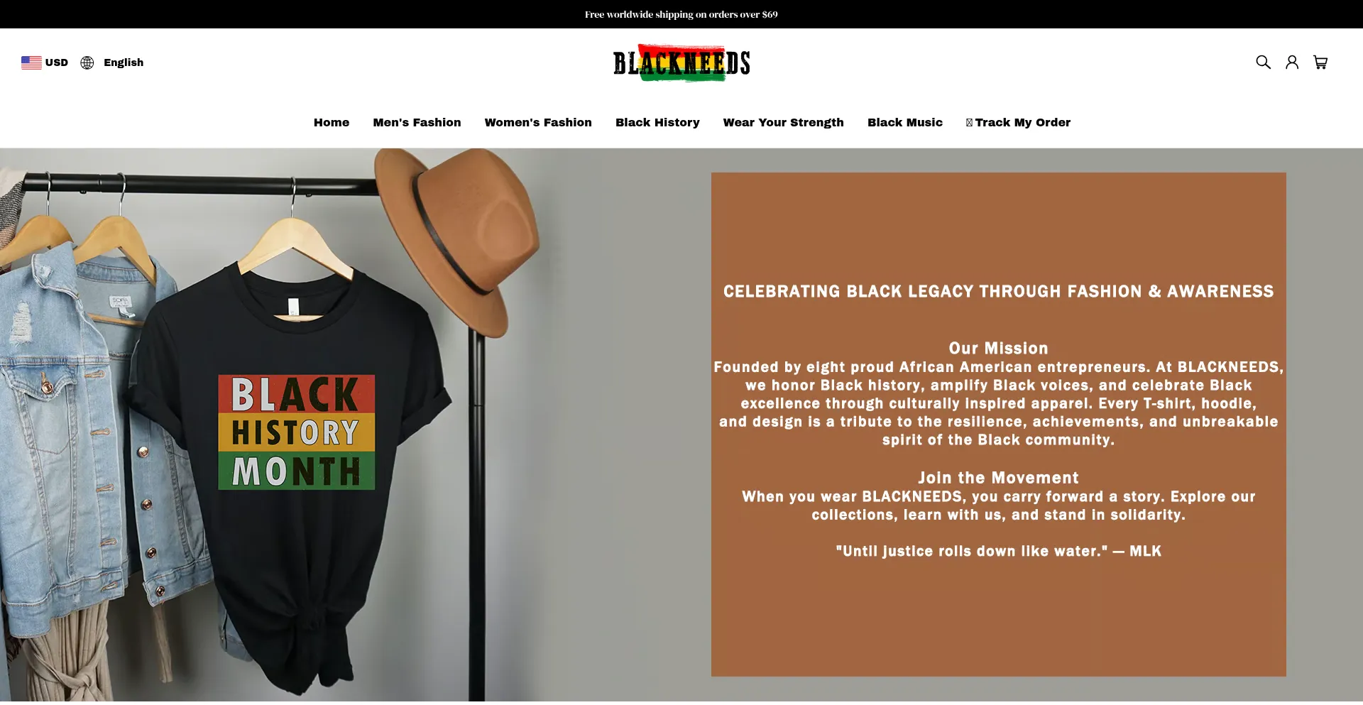 Website screenshot of Blackneeds.com