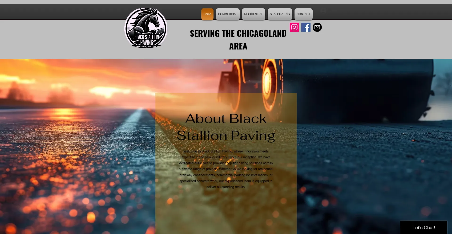 Website screenshot of Blackstallionpaving.com