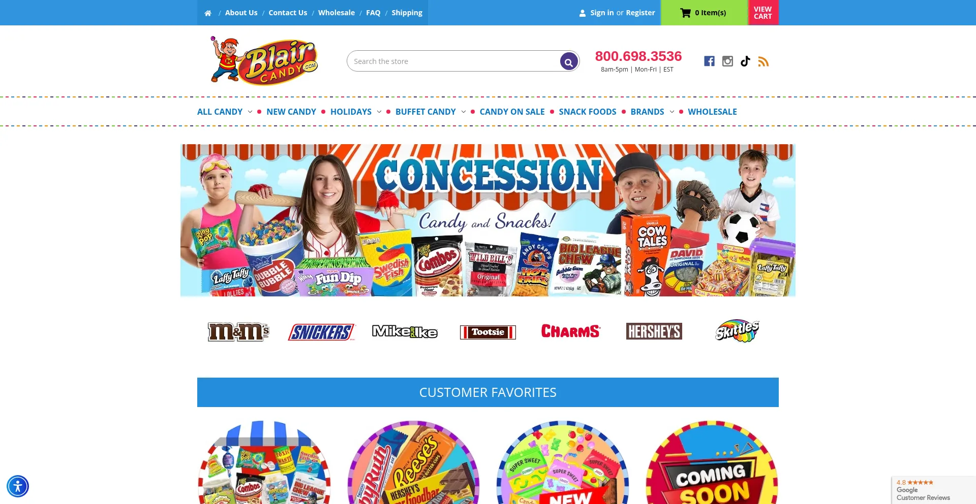 Website screenshot of Blaircandy.com