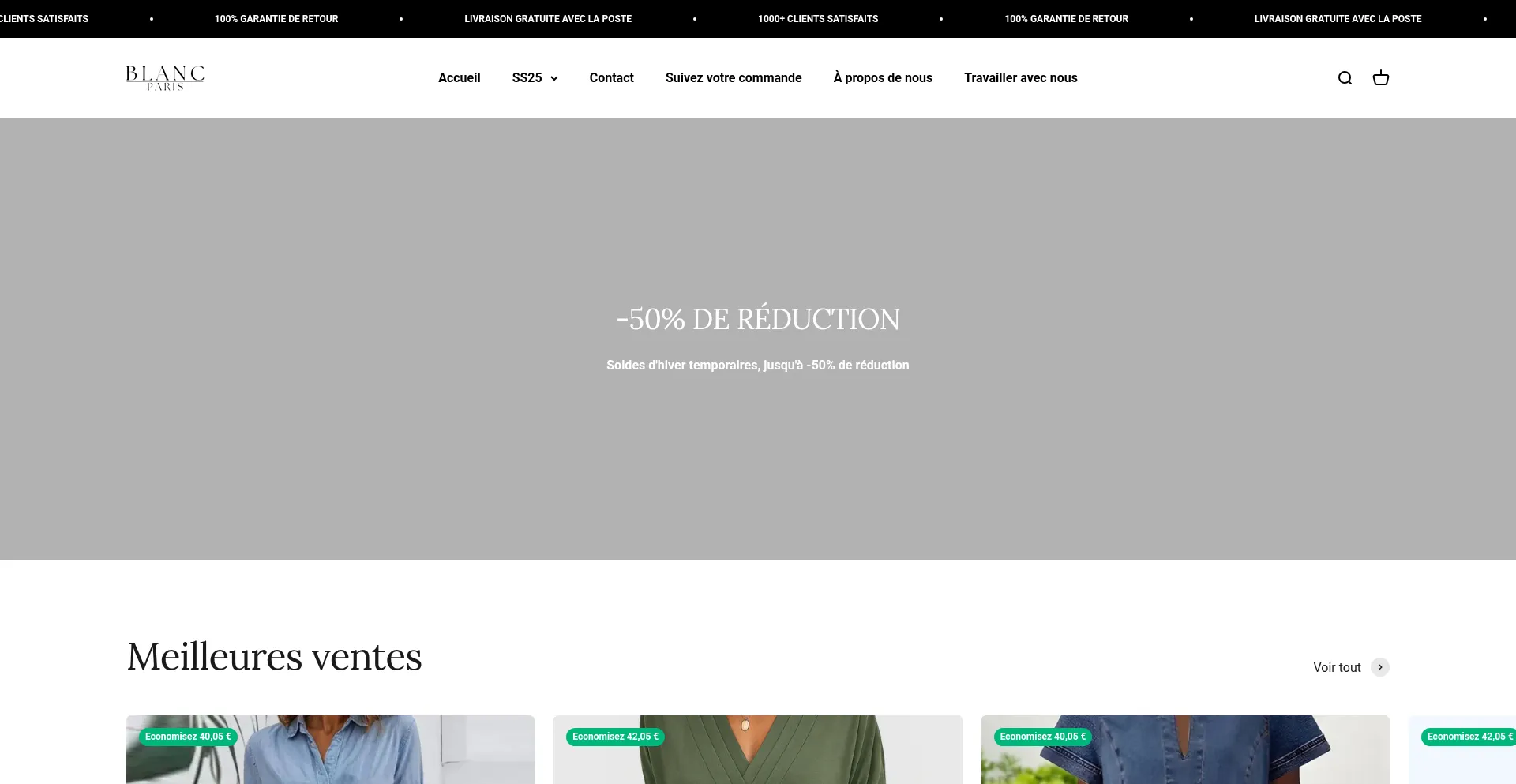 Website screenshot of Blanc-paris.fr