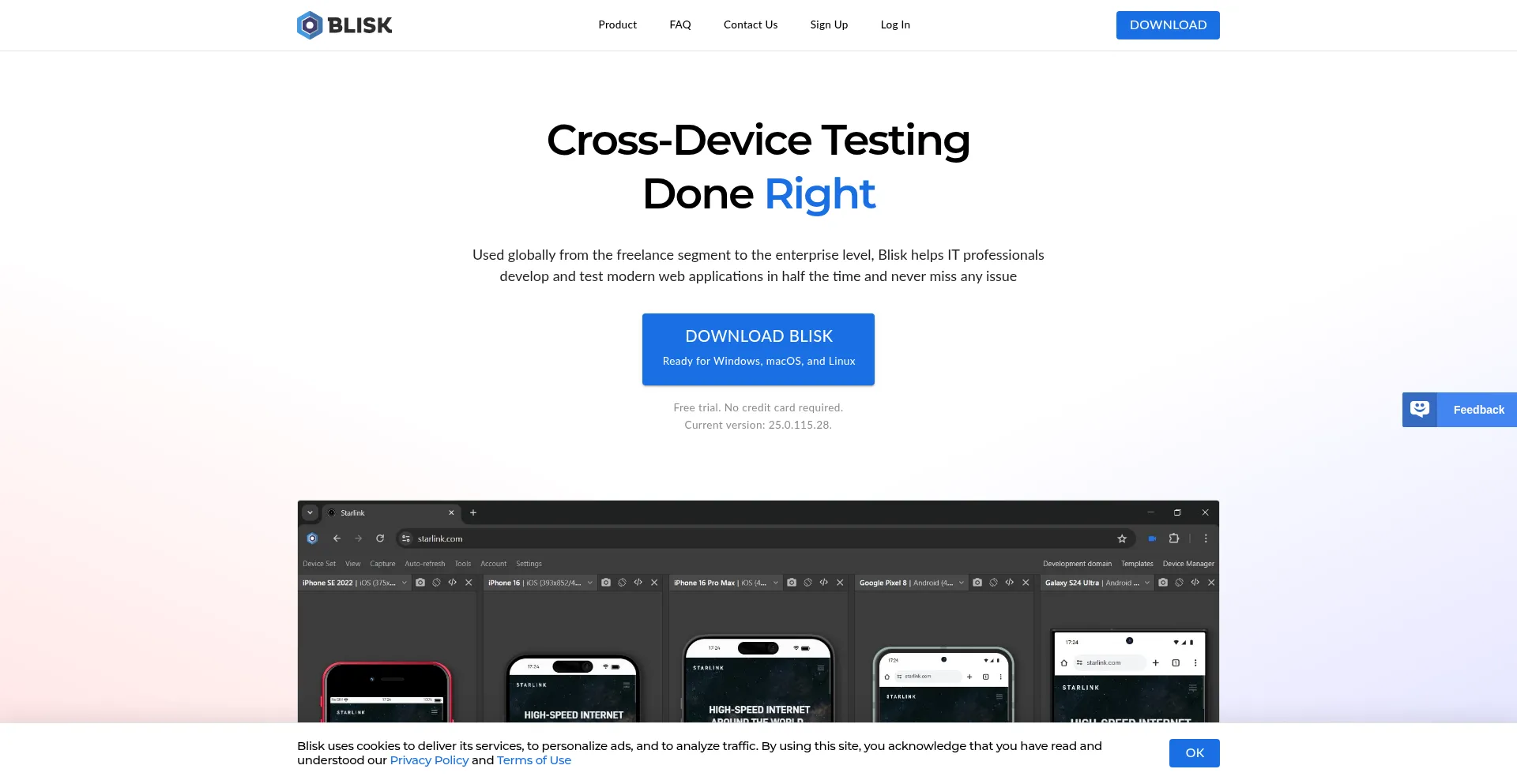 Website screenshot of Blisk.io