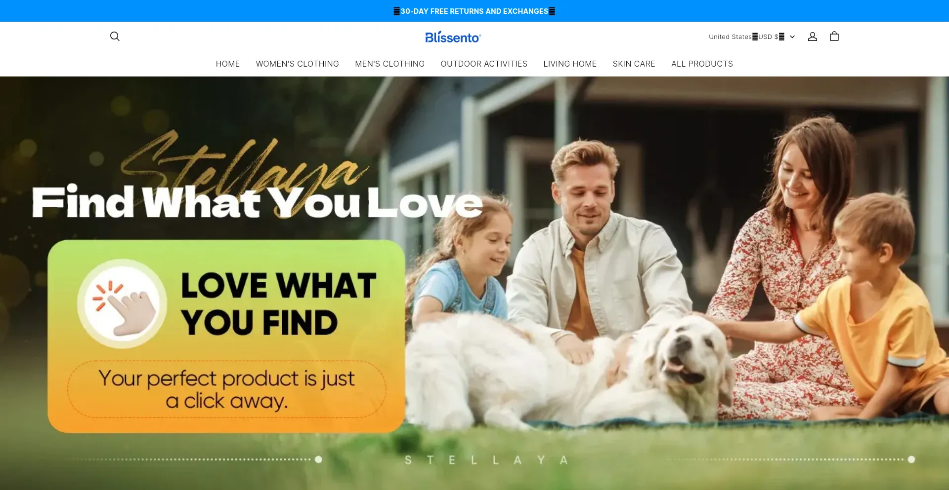 Website screenshot of Blissento.com