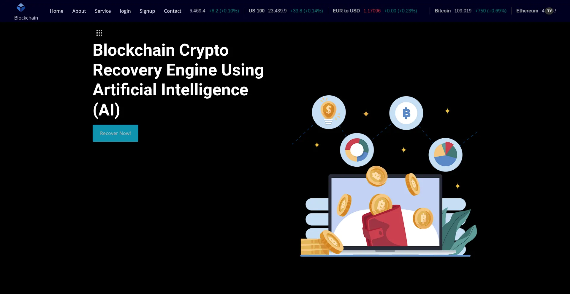 Website screenshot of Blockrecover.net