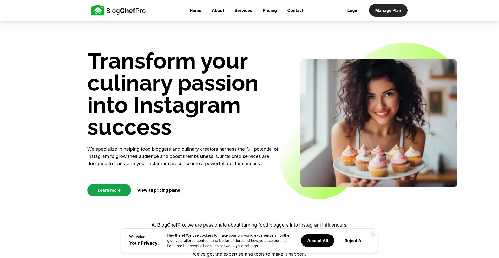 Website screenshot of Blogchefpro.com