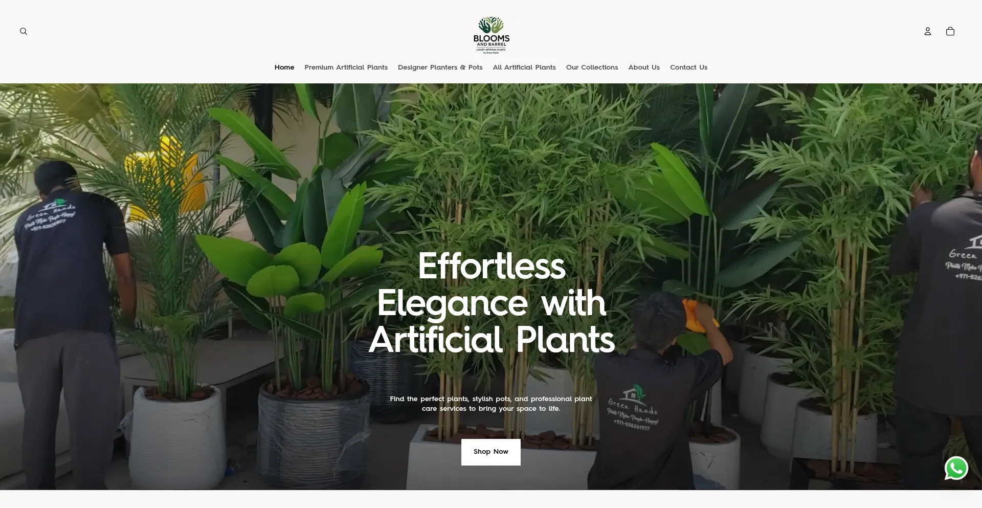 Website screenshot of Bloomsandbarrel.com