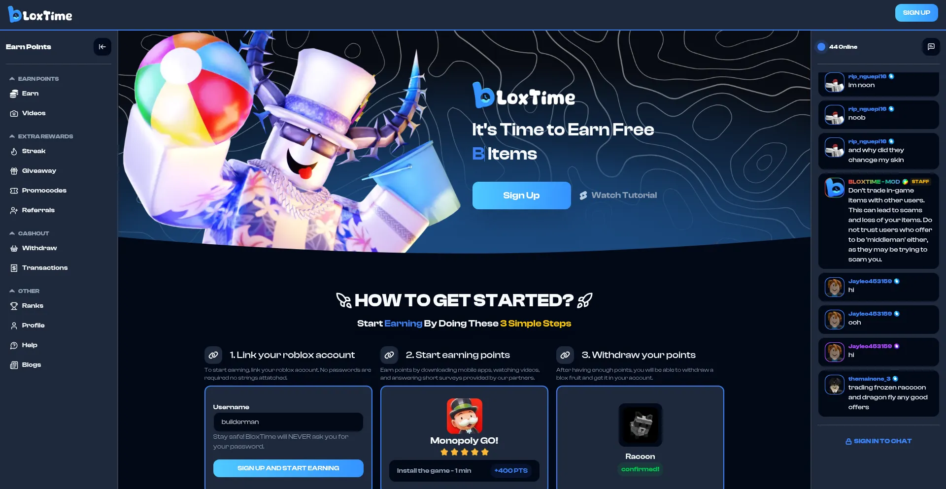 Bloxtime.com Screenshot