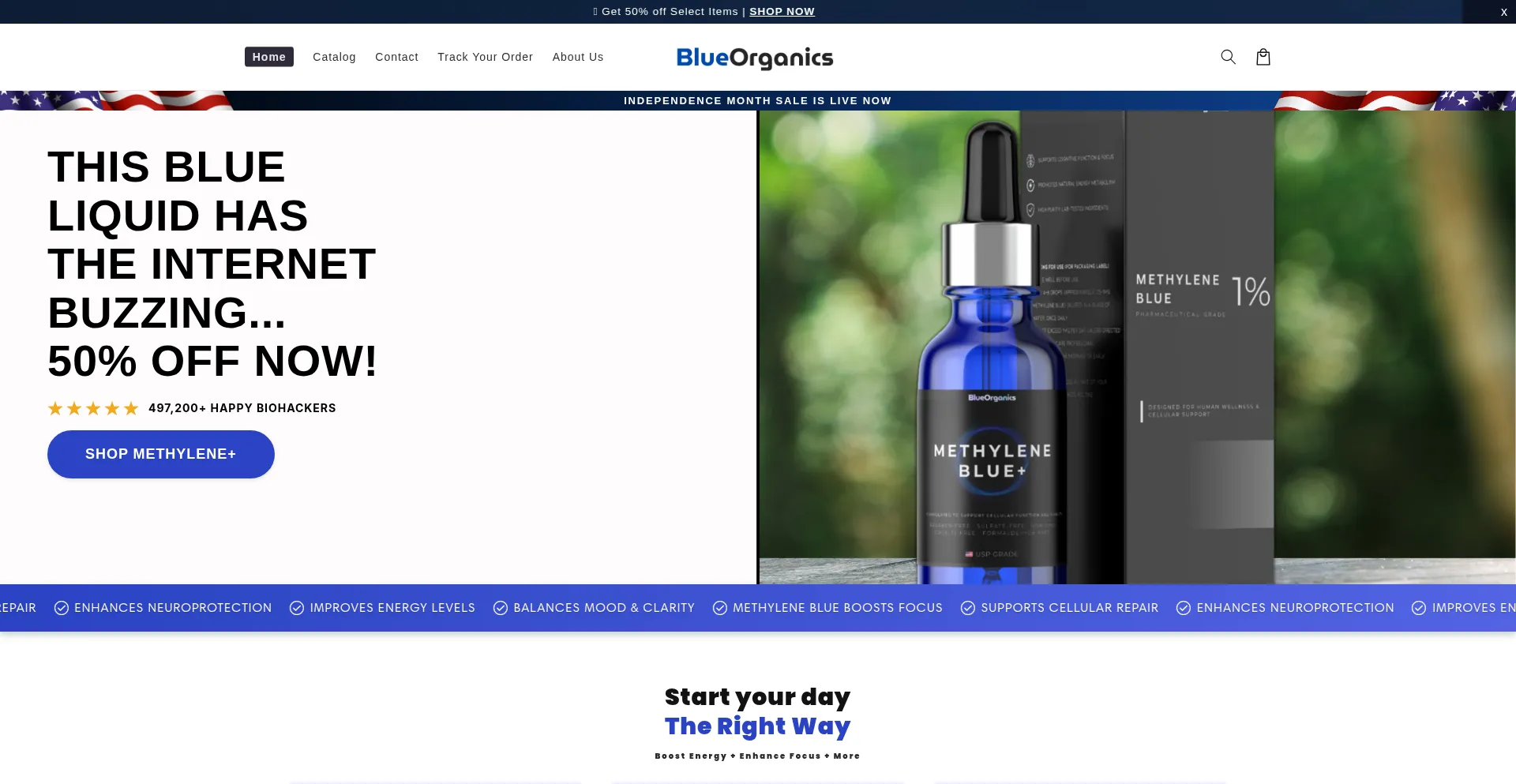 Website screenshot of Blueorganics.co