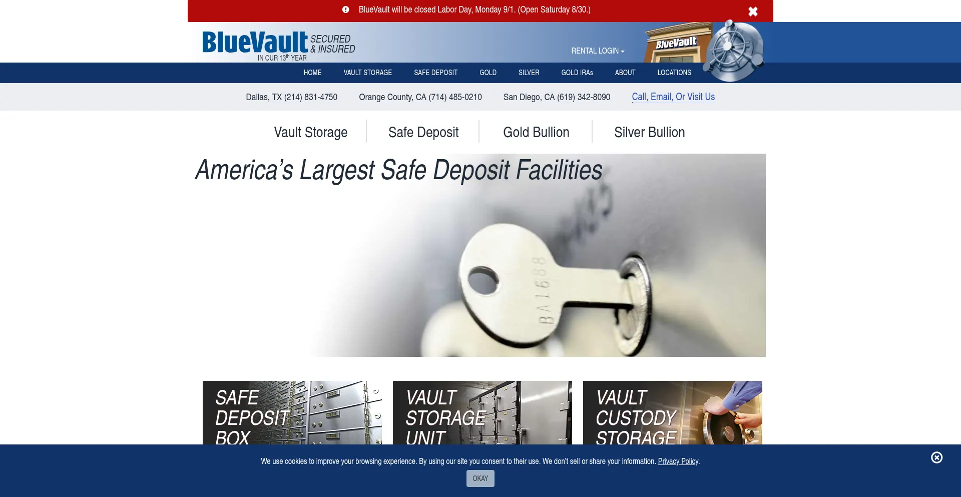 Website screenshot of Bluevaultsecure.com