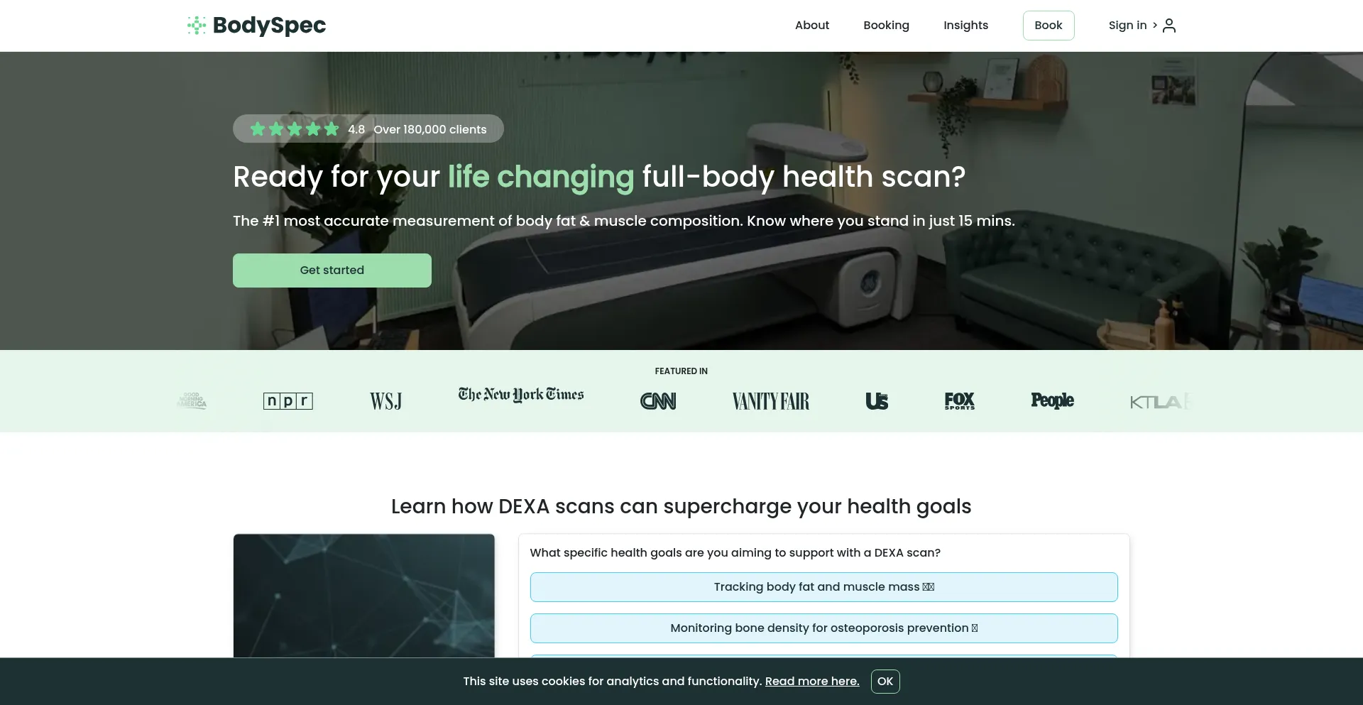 Website screenshot of Bodyspec.com