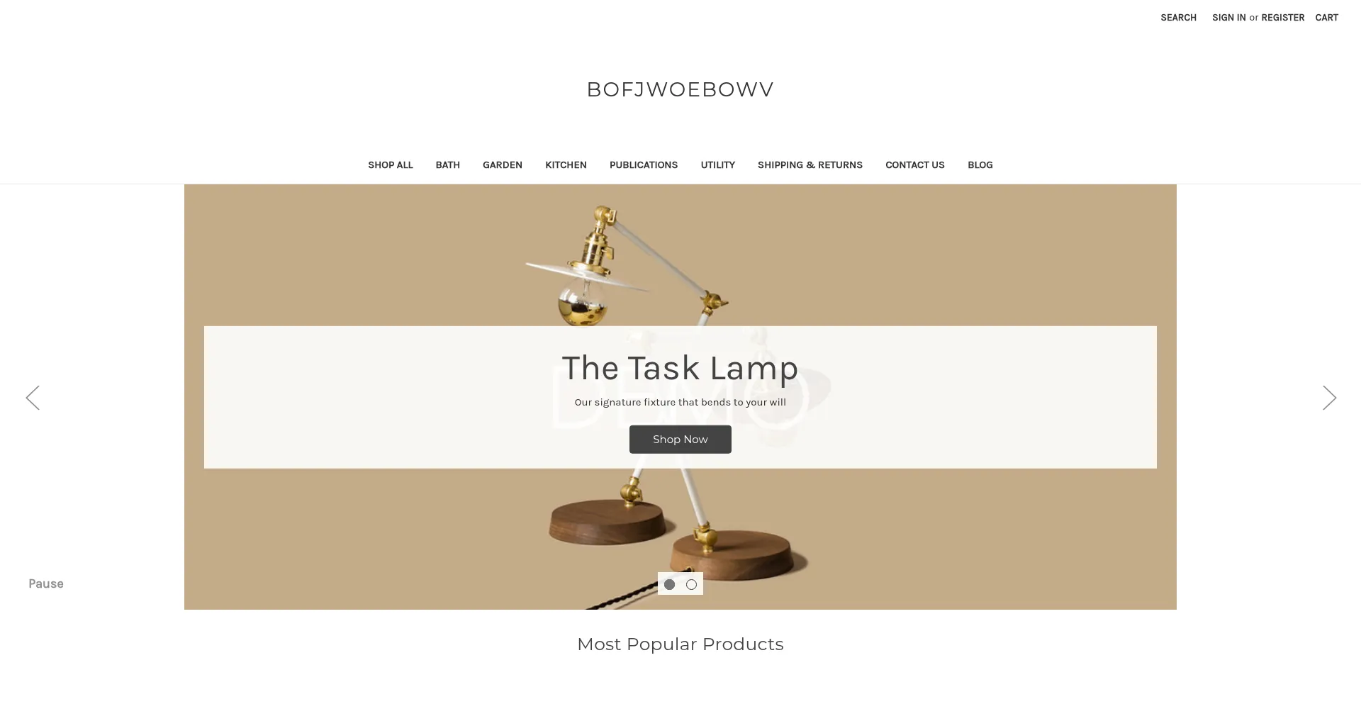 Website screenshot of Bofjwoebowv.mybigcommerce.com