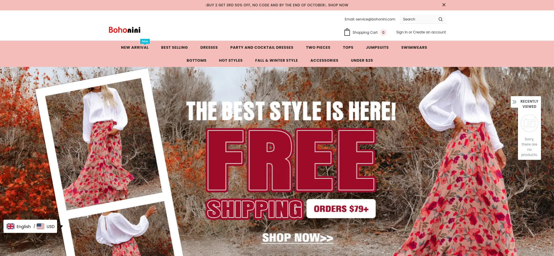 Website screenshot of Bohonini.com
