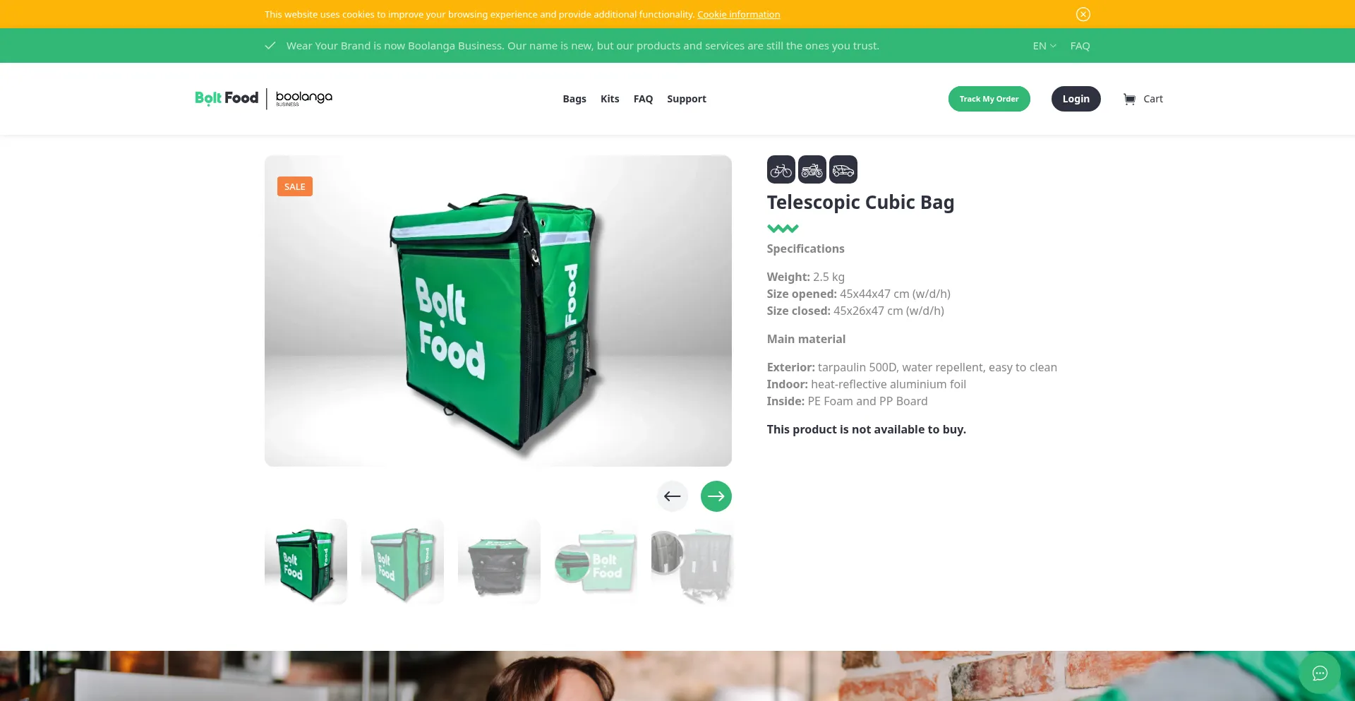 Website screenshot of Boltfoodgear.com