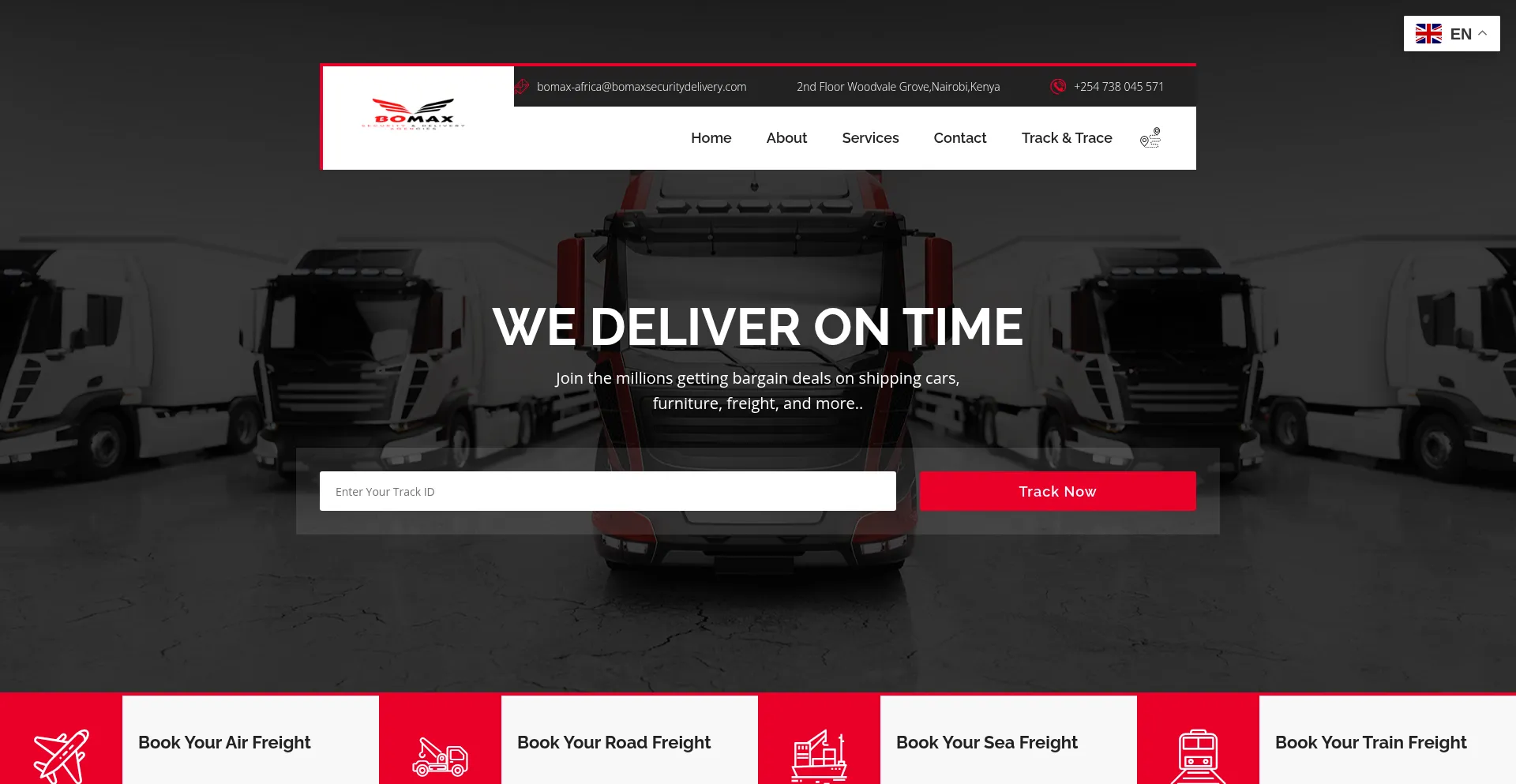 Website screenshot of Bomaxsecuritydelivery.com