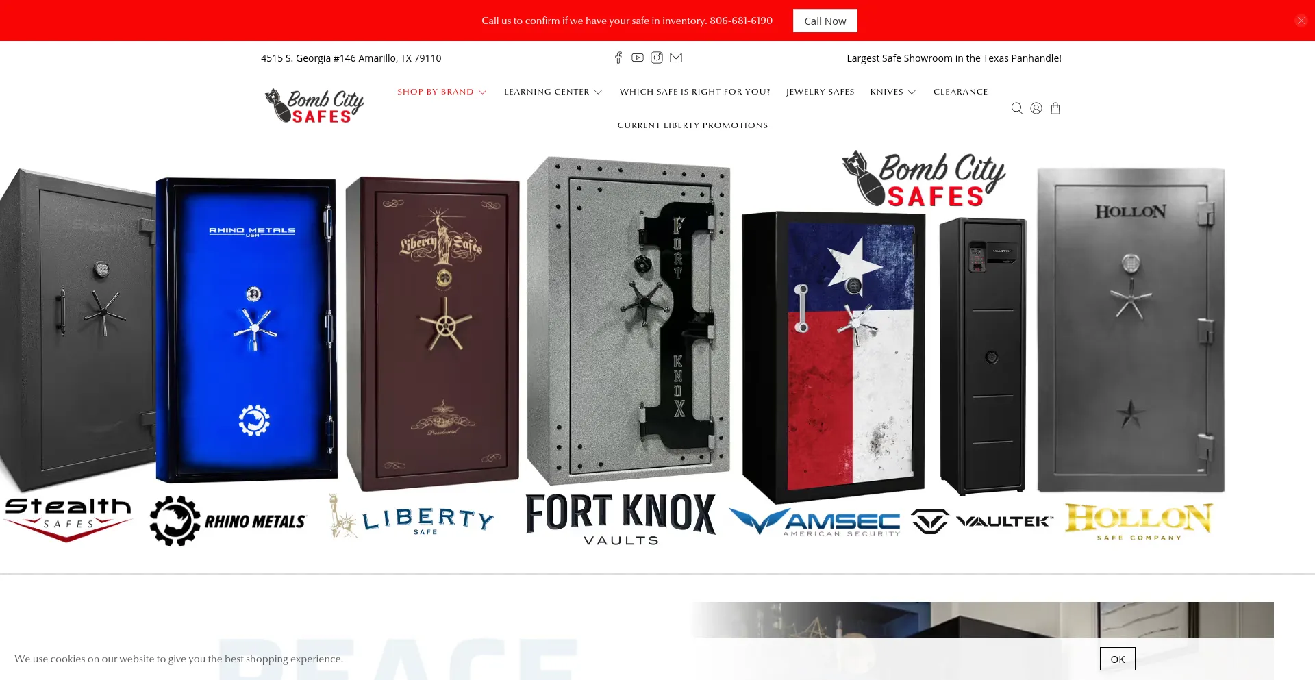 Website screenshot of Bombcitysafes.com