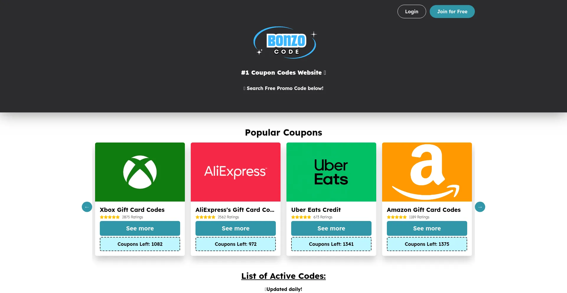 Website screenshot of Bonzo-code.com