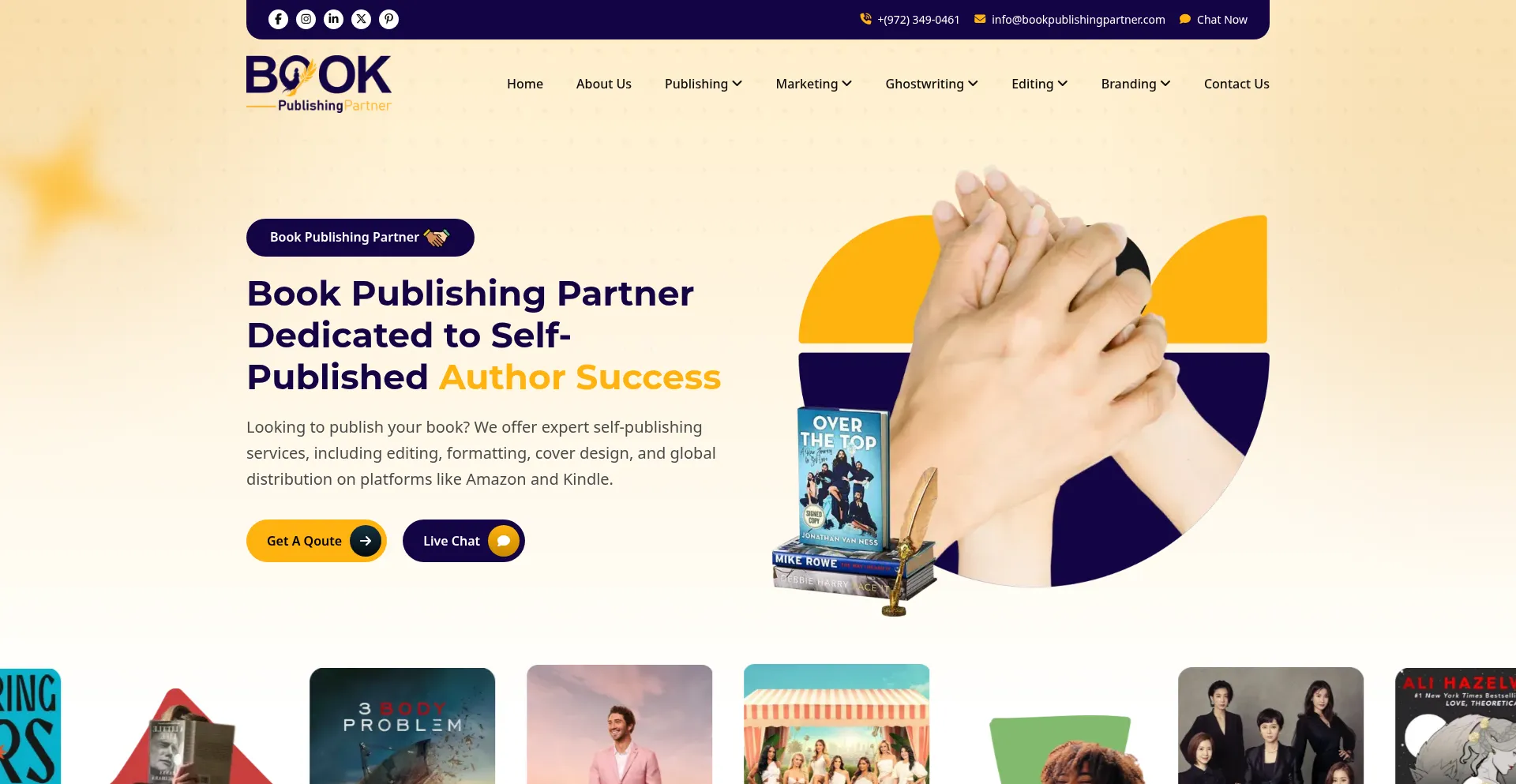 Website screenshot of Bookpublishingpartner.com