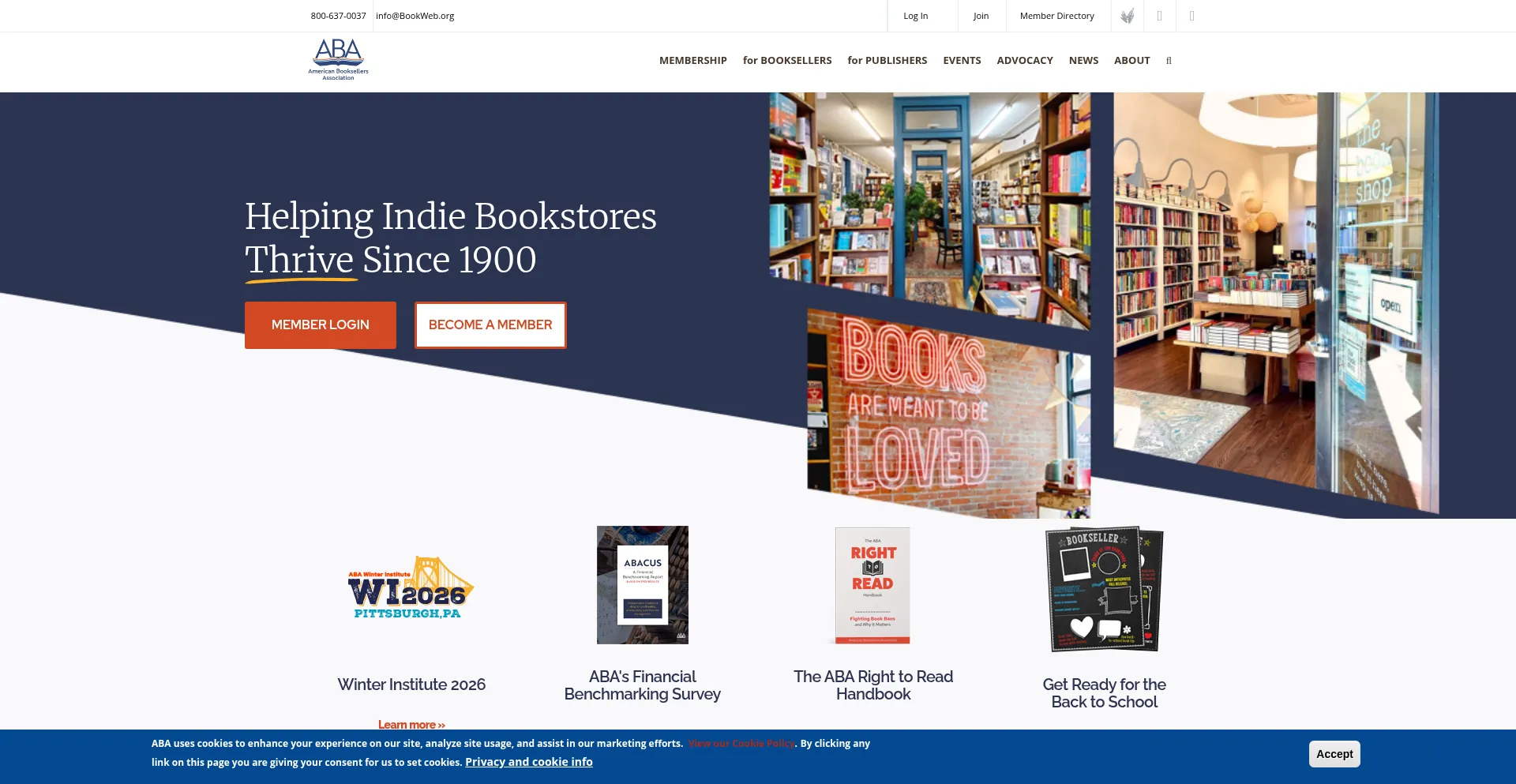 Website screenshot of Bookweb.org