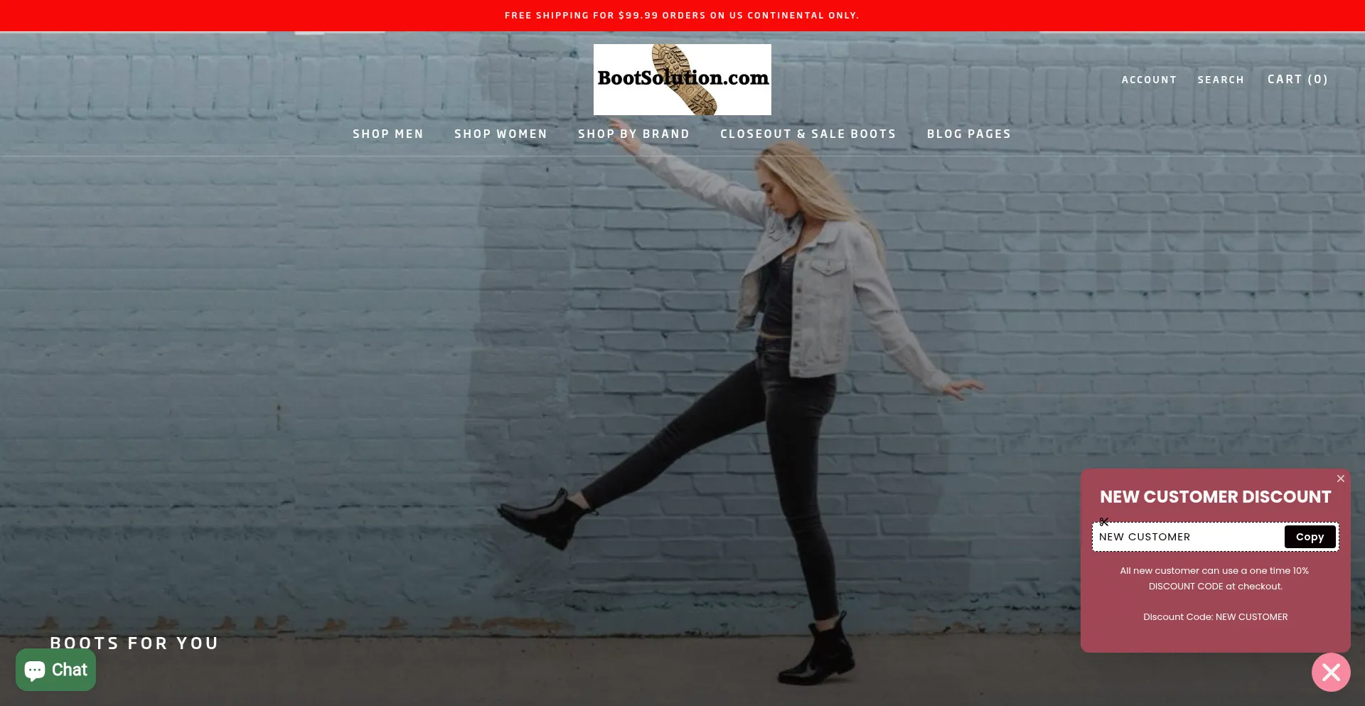 Website screenshot of Bootsolution.com