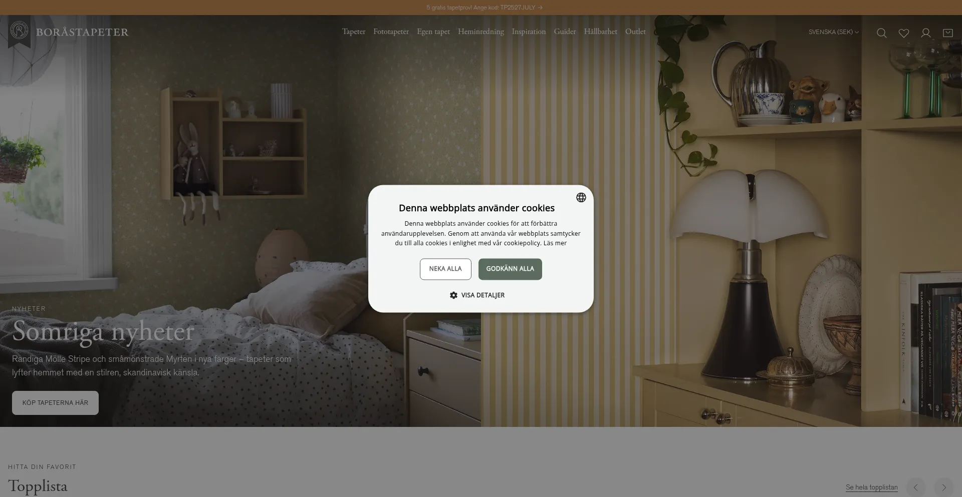 Website screenshot of Borastapeter.com