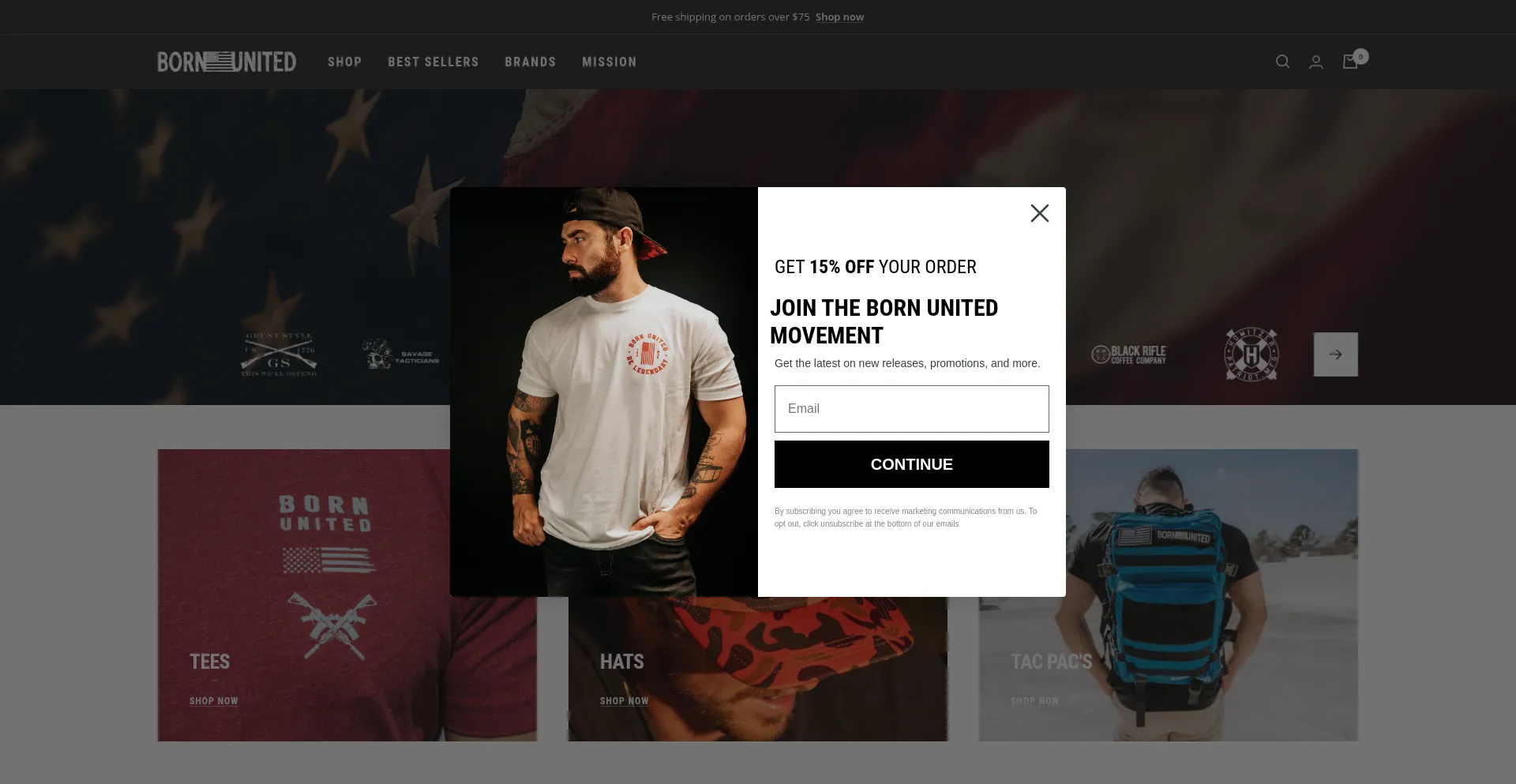 Website screenshot of Bornunited.com