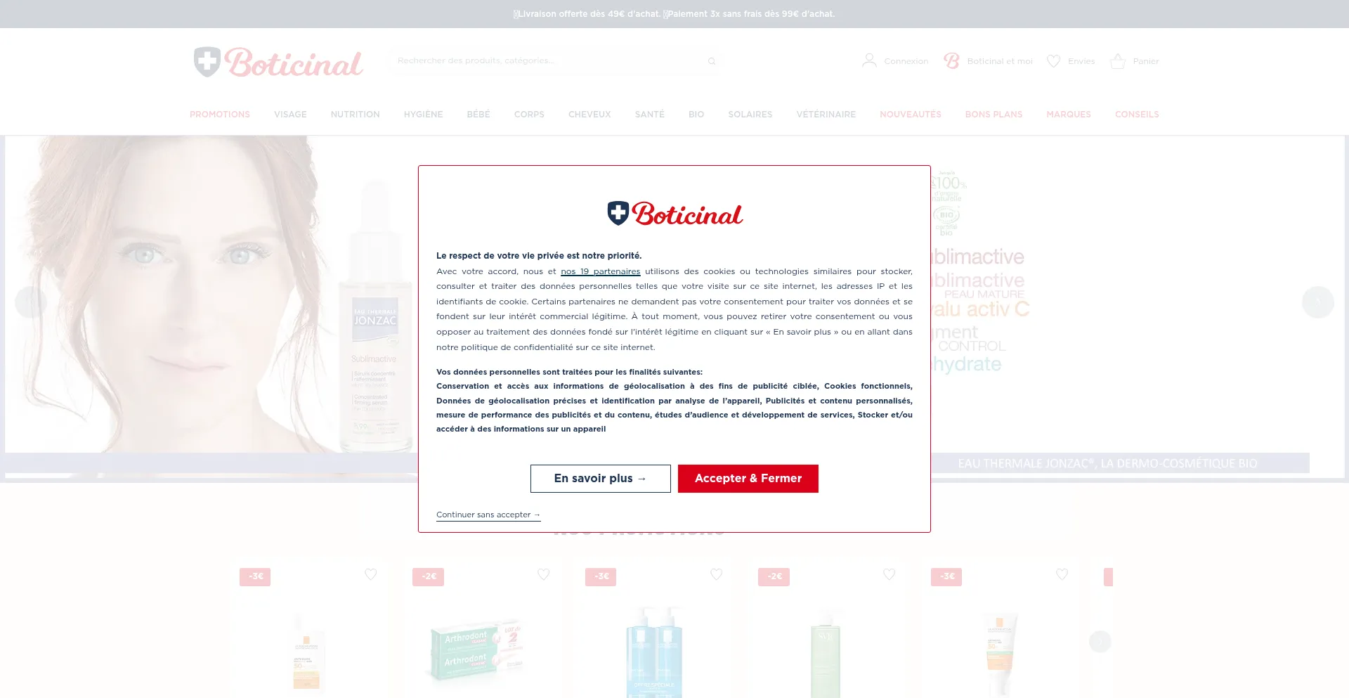 Website screenshot of Boticinal.com