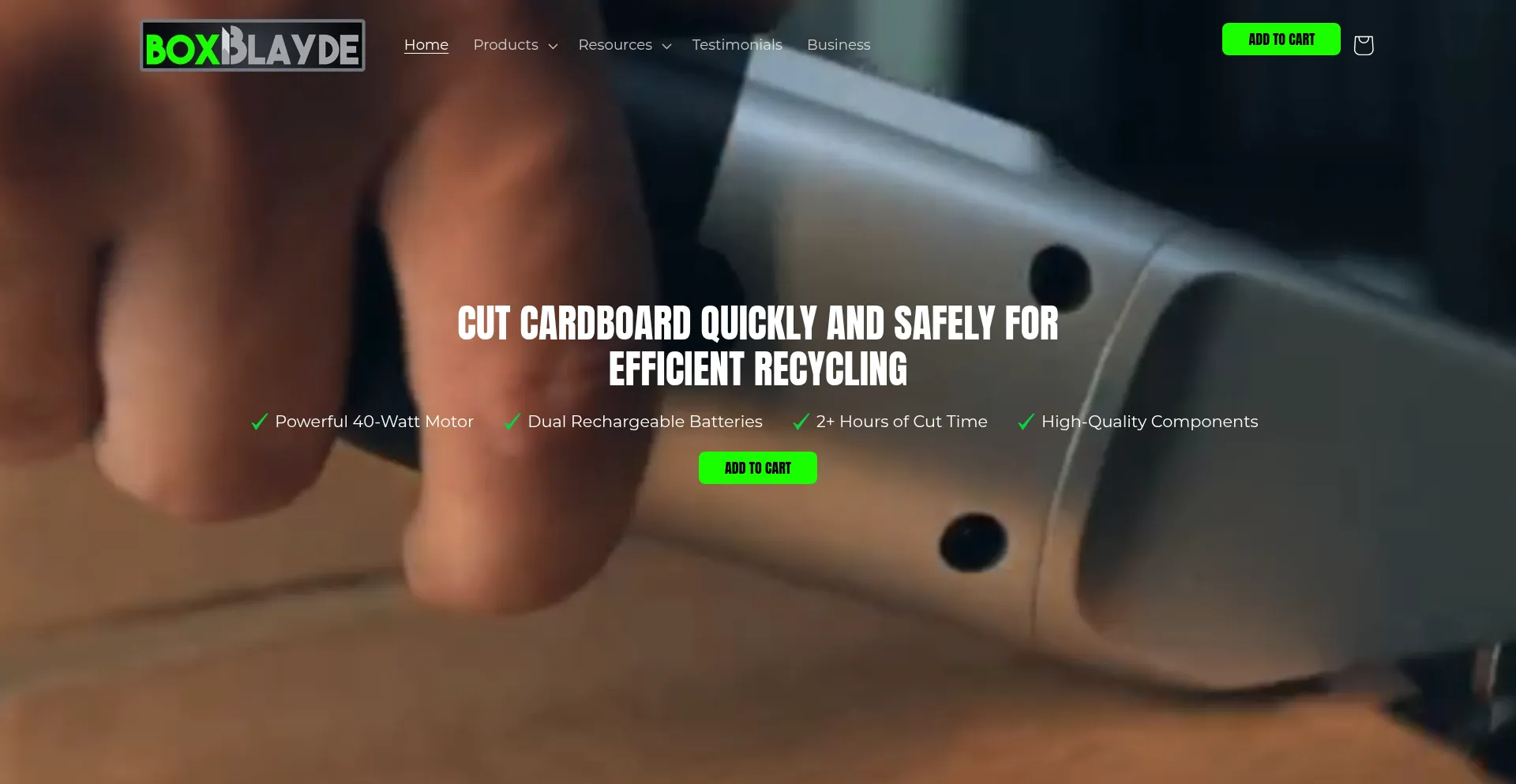 Website screenshot of Boxblayde.com