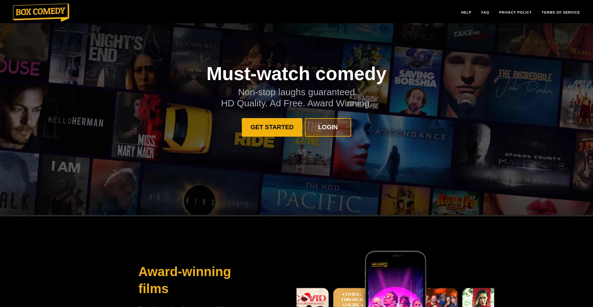 Website screenshot of Boxcomedy.com