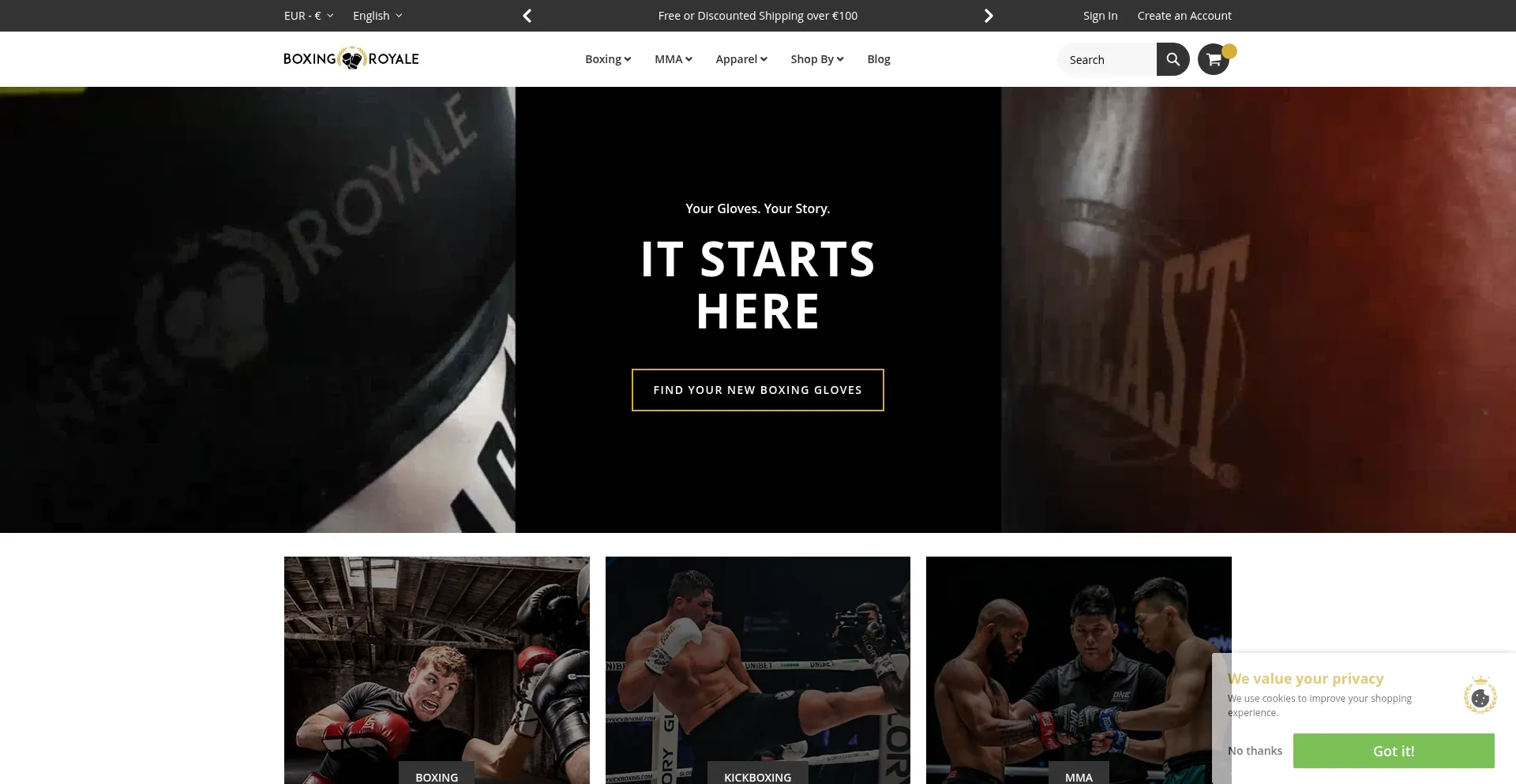 Website screenshot of Boxingroyale.com