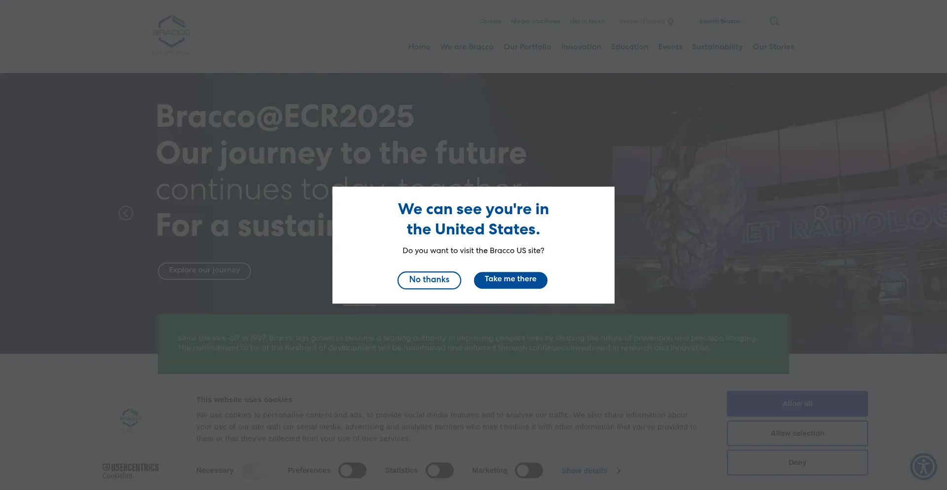 Website screenshot of Bracco.com