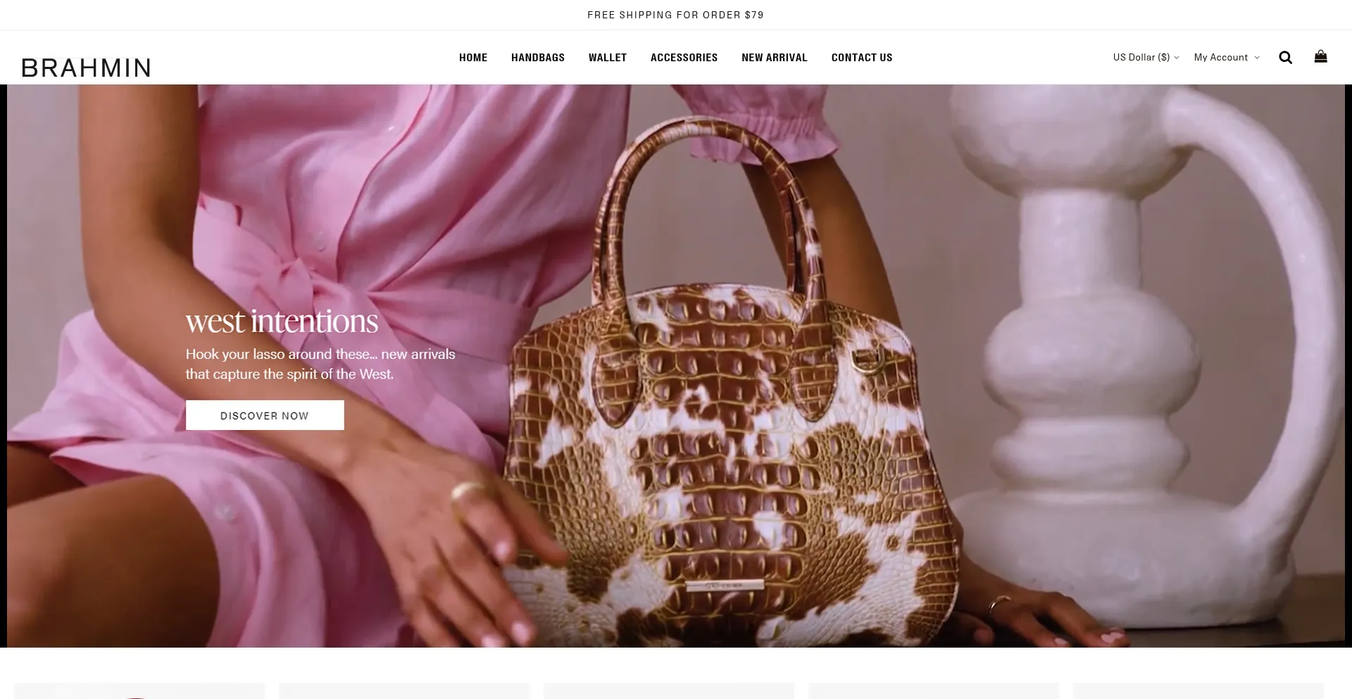 Website screenshot of Brahmin--outlet.com
