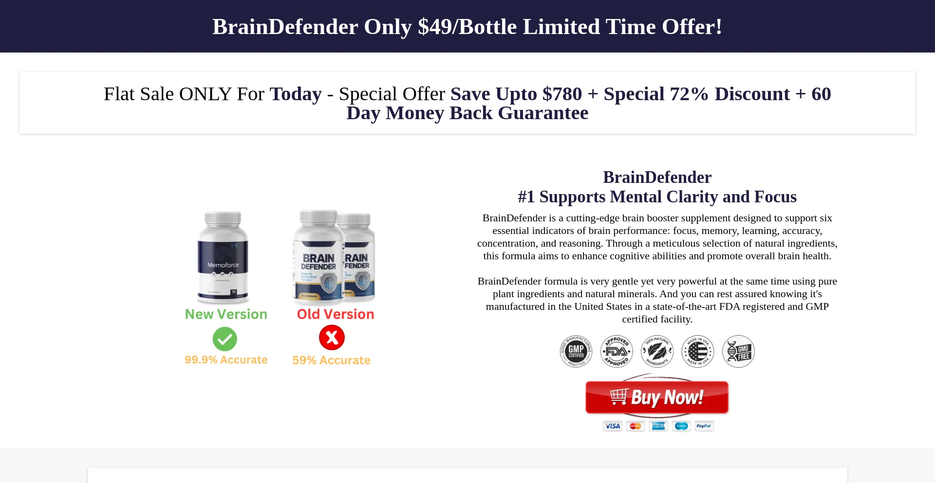 Website screenshot of Braindefender.us