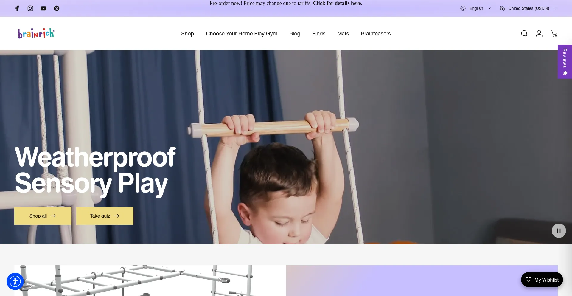 Website screenshot of Brainrichkids.com
