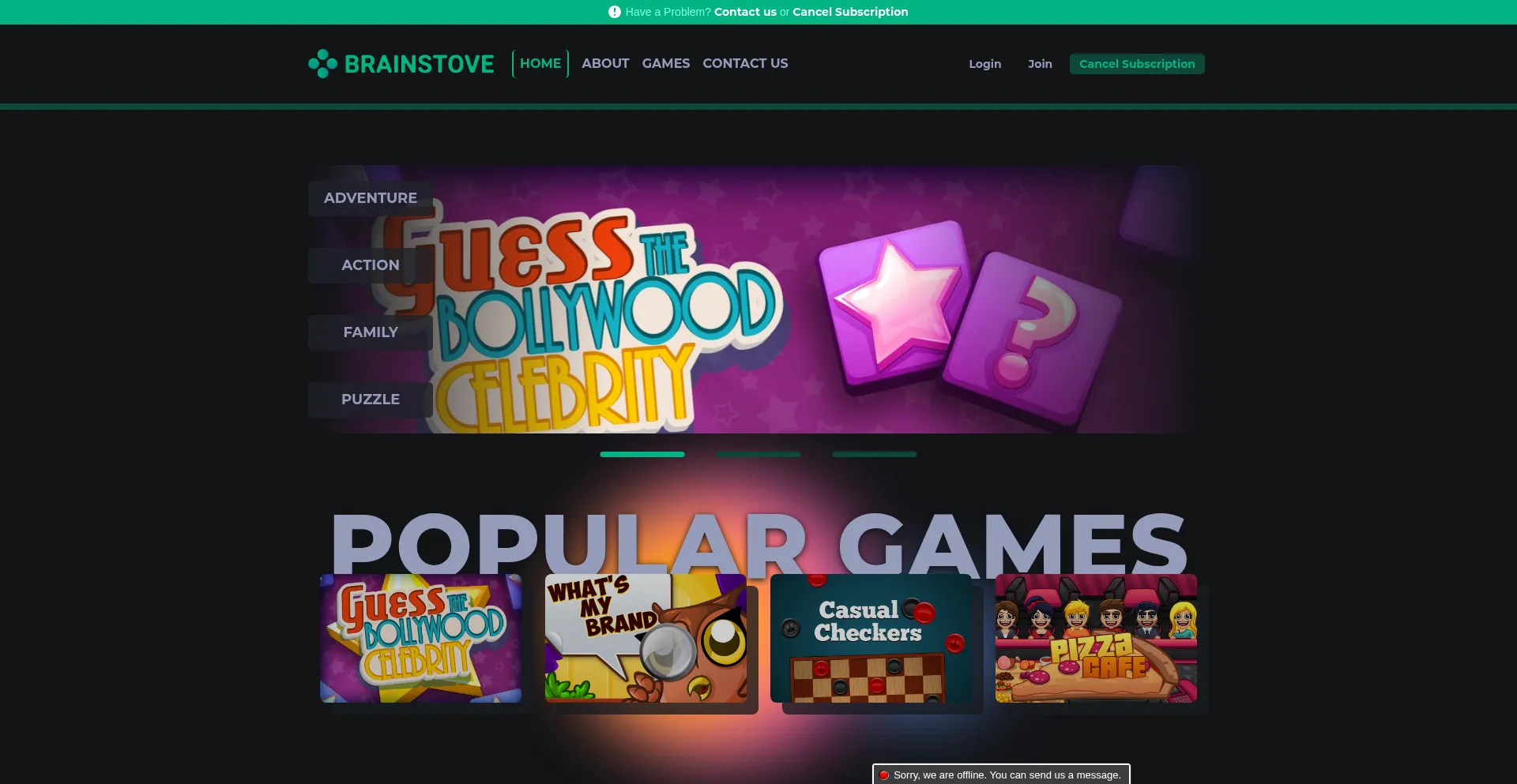 Website screenshot of Brainstove.com