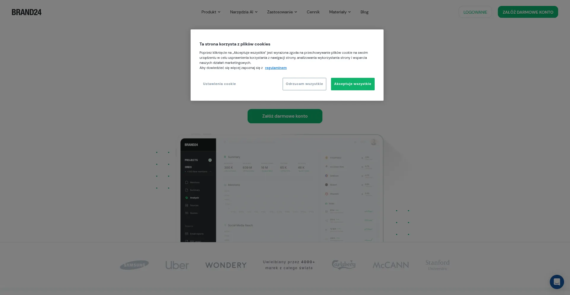 Website screenshot of Brand24.pl