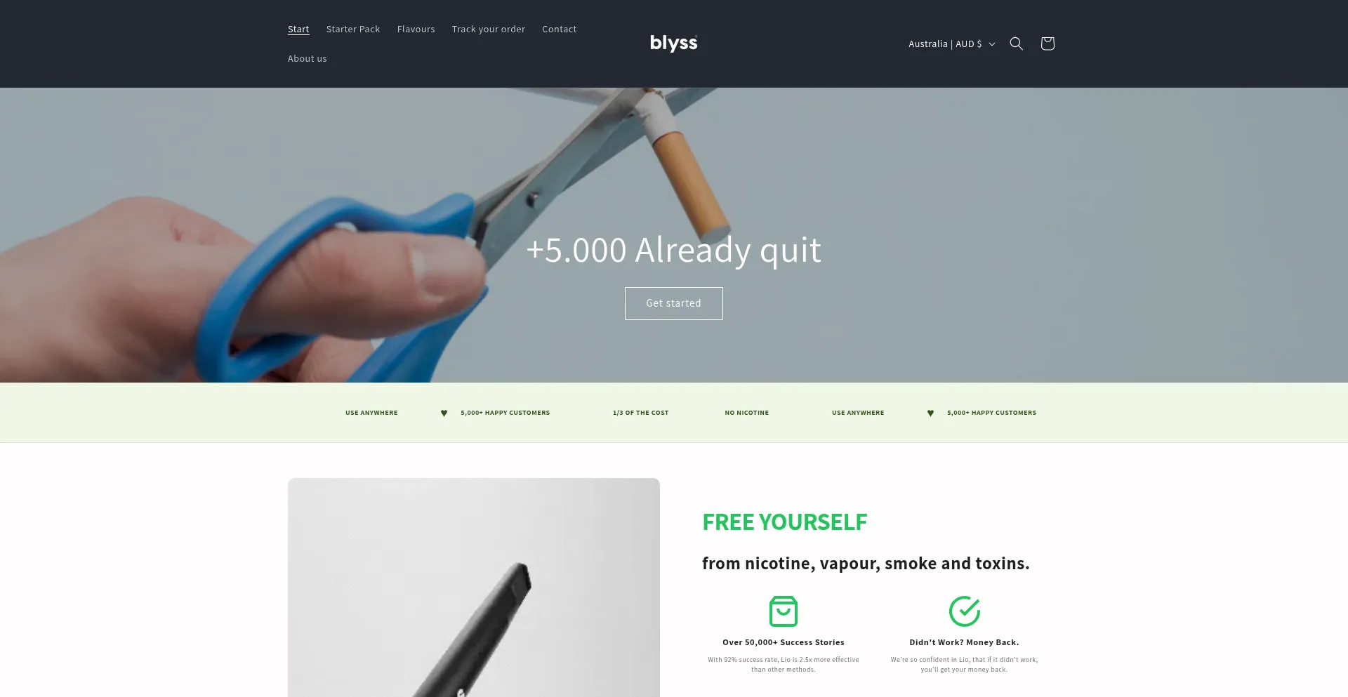 Website screenshot of Breatheblyss.com